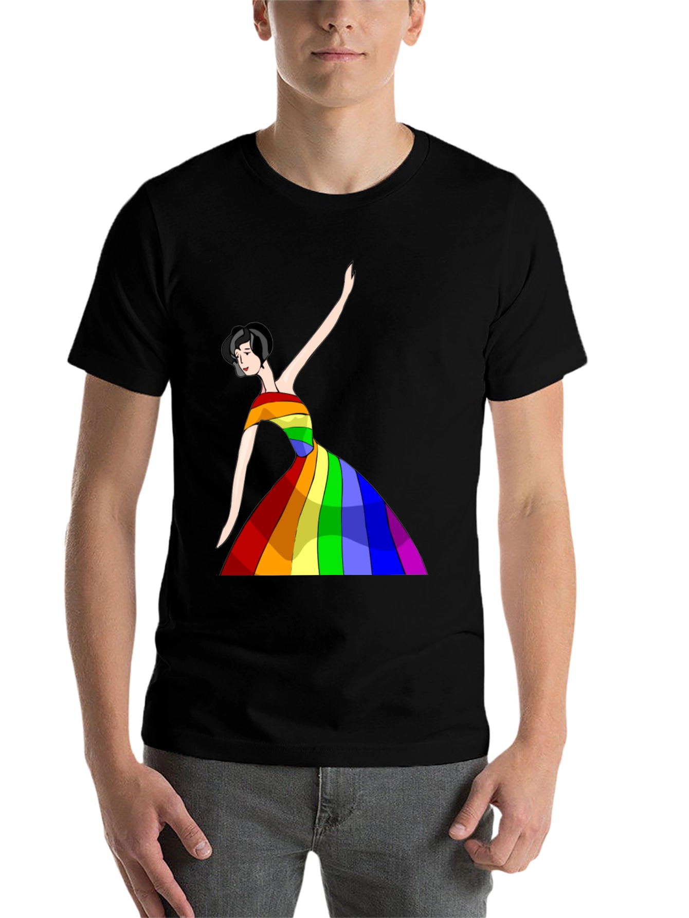 Black Rainbow Dress Woman Graphic Tee - Unisex view 7