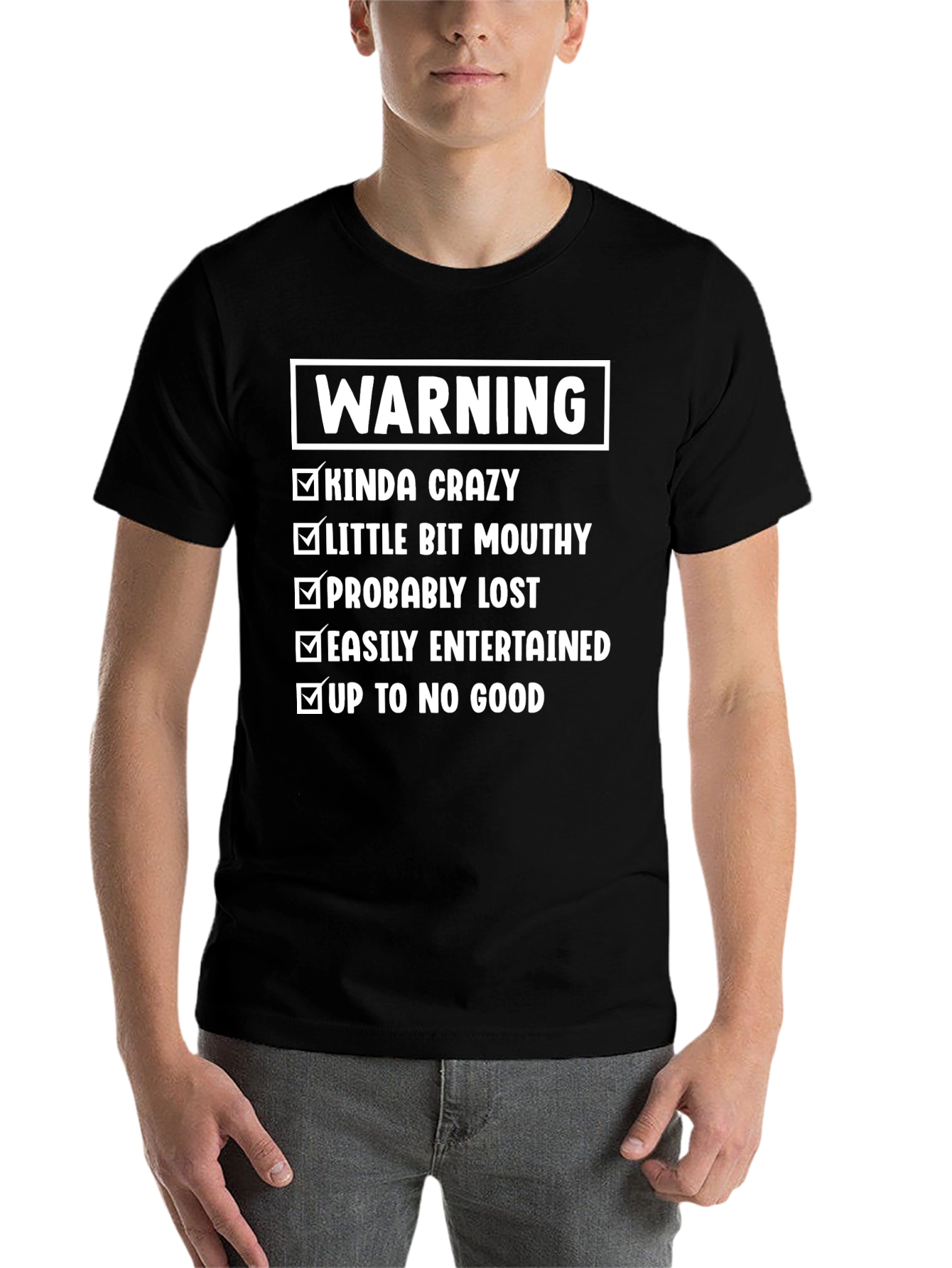 Black Warning Kinda Crazy T-Shirt view 7