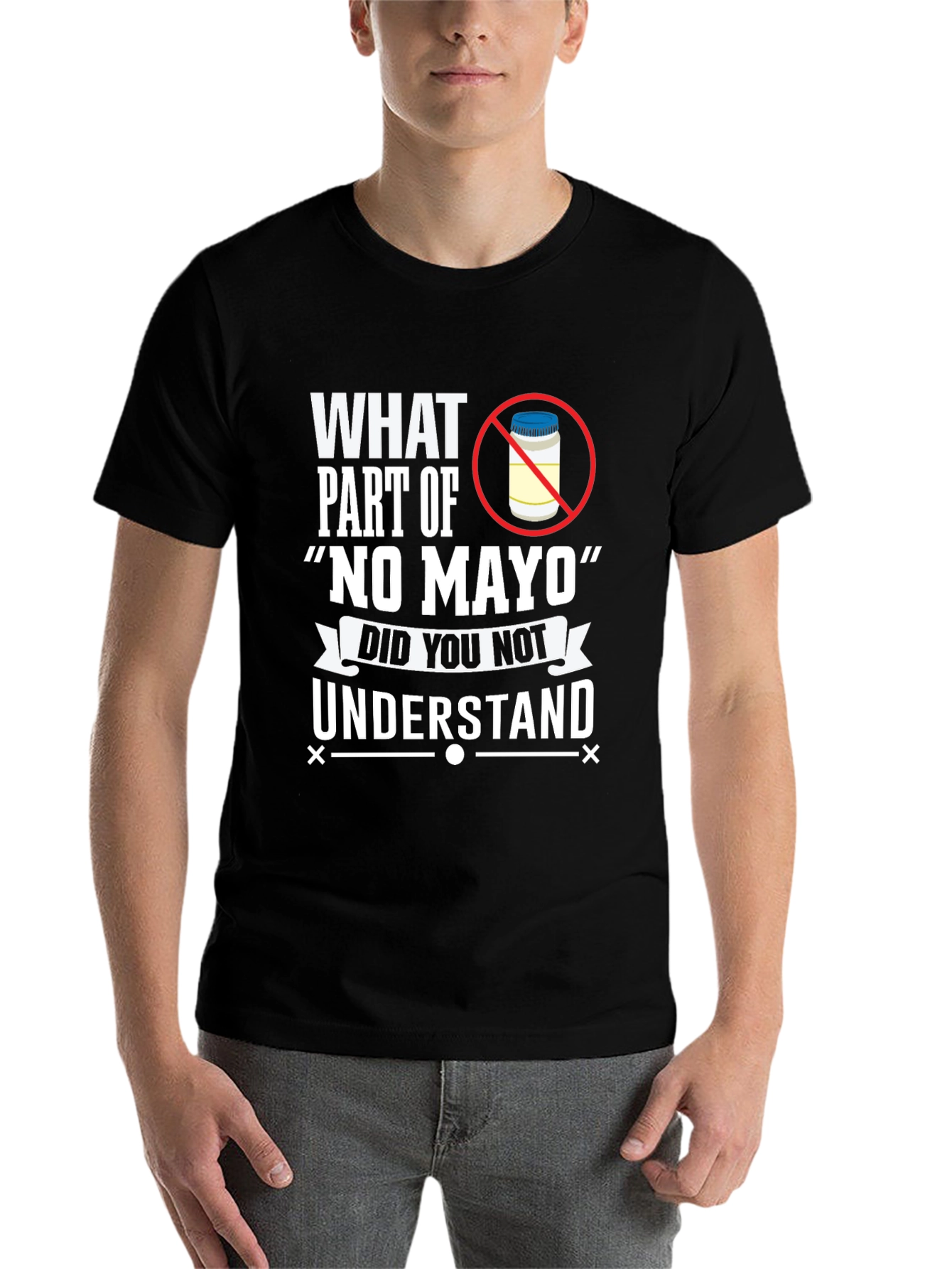 Black No Mayo T-Shirt: Funny Foodie Tee view 7