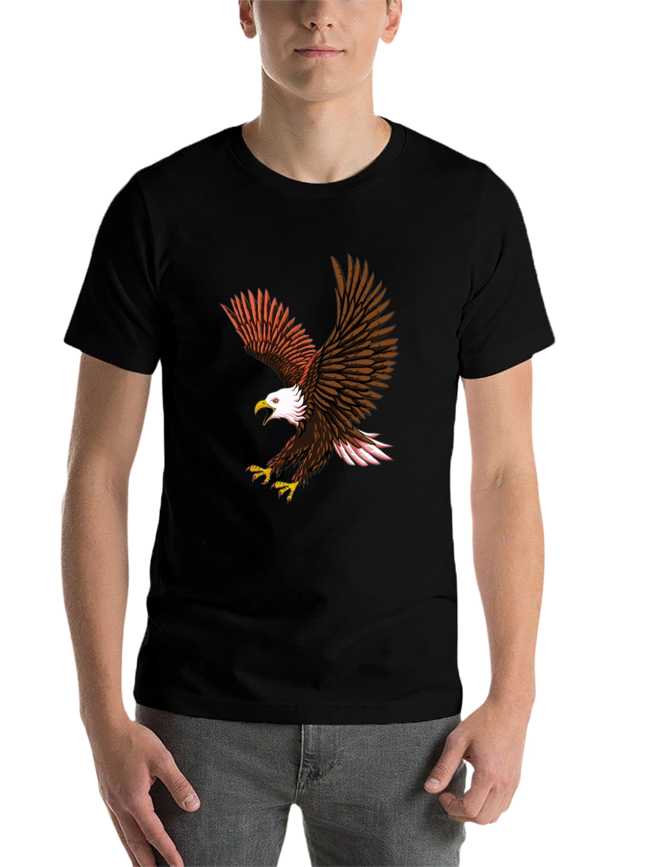 Black Eagle Graphic Print Crew Neck T-Shirt view 7