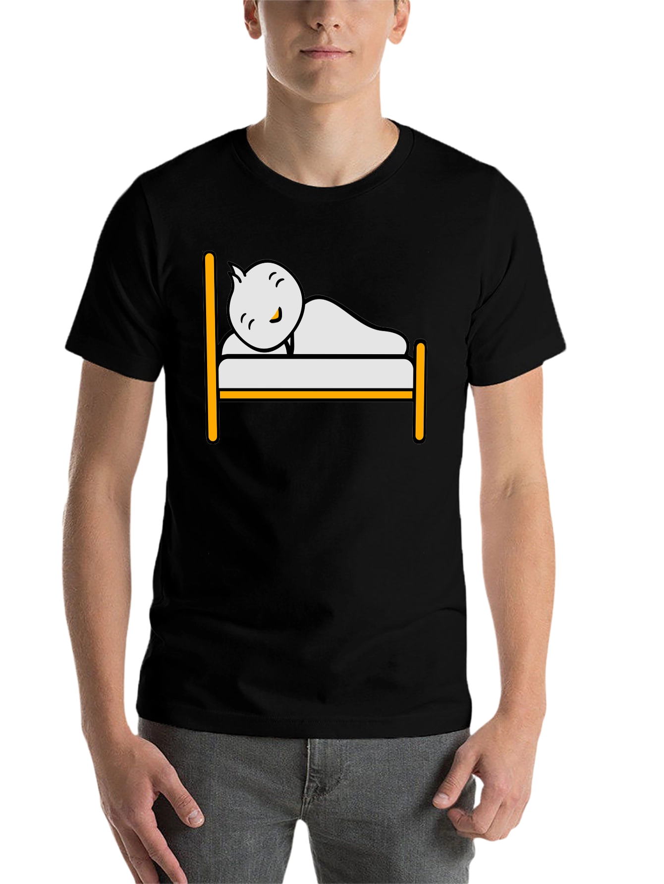 Black Sleepy Character Black T-Shirt view 7