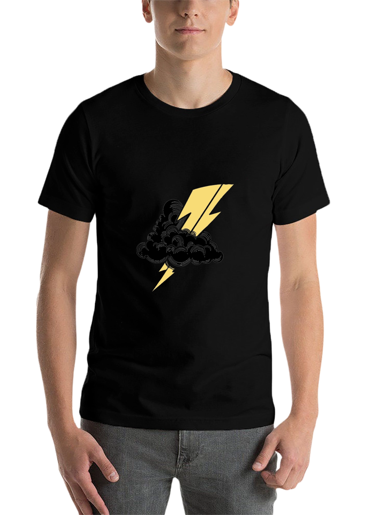 Black Black Tee with Lightning Cloud Graphic view 7