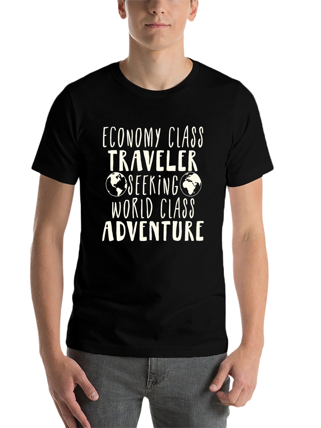 Black Economy Class Traveler T-Shirt - World Adventure view 7