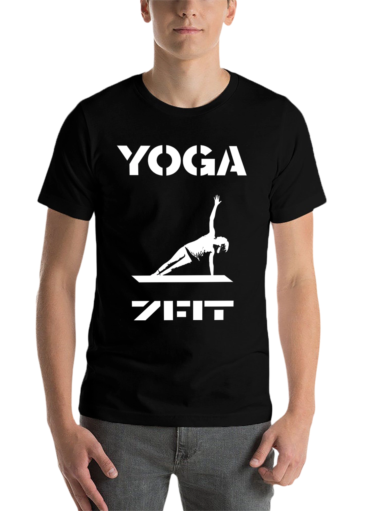 Black Yoga Zeit Graphic Tee - Black Cotton Blend view 7