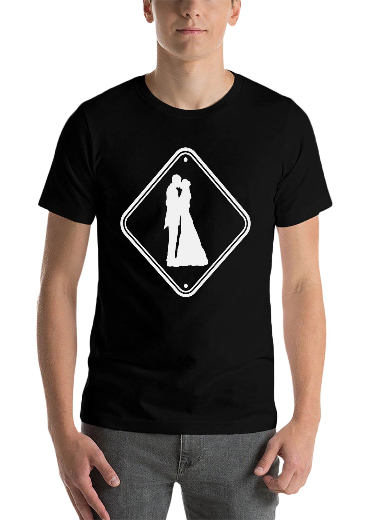 Black Wedding Ahead T-Shirt - Black Crew Neck Tee view 7