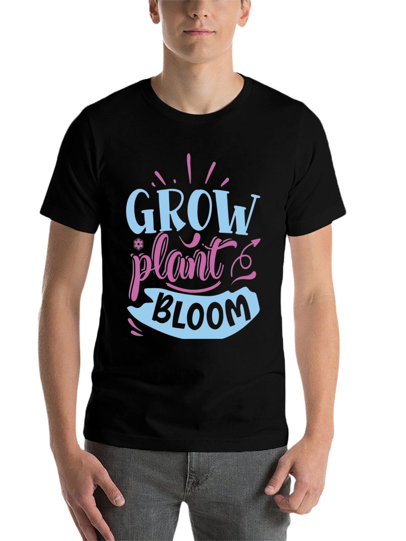 Black Grow Plant Bloom T-Shirt - Gardening Shirt view 7