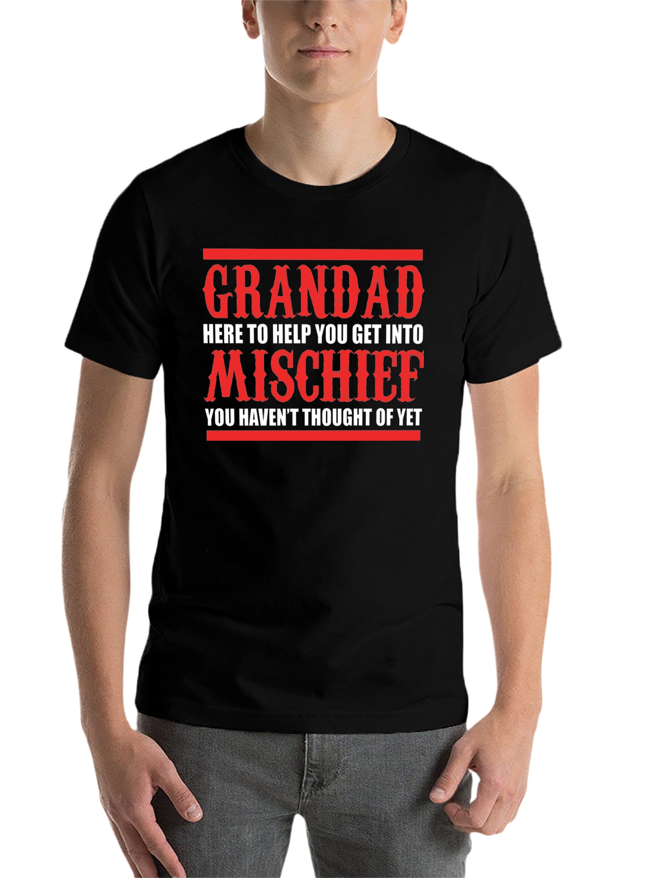 Black Grandad Mischief T-Shirt - Funny Gift for Grandpa view 7