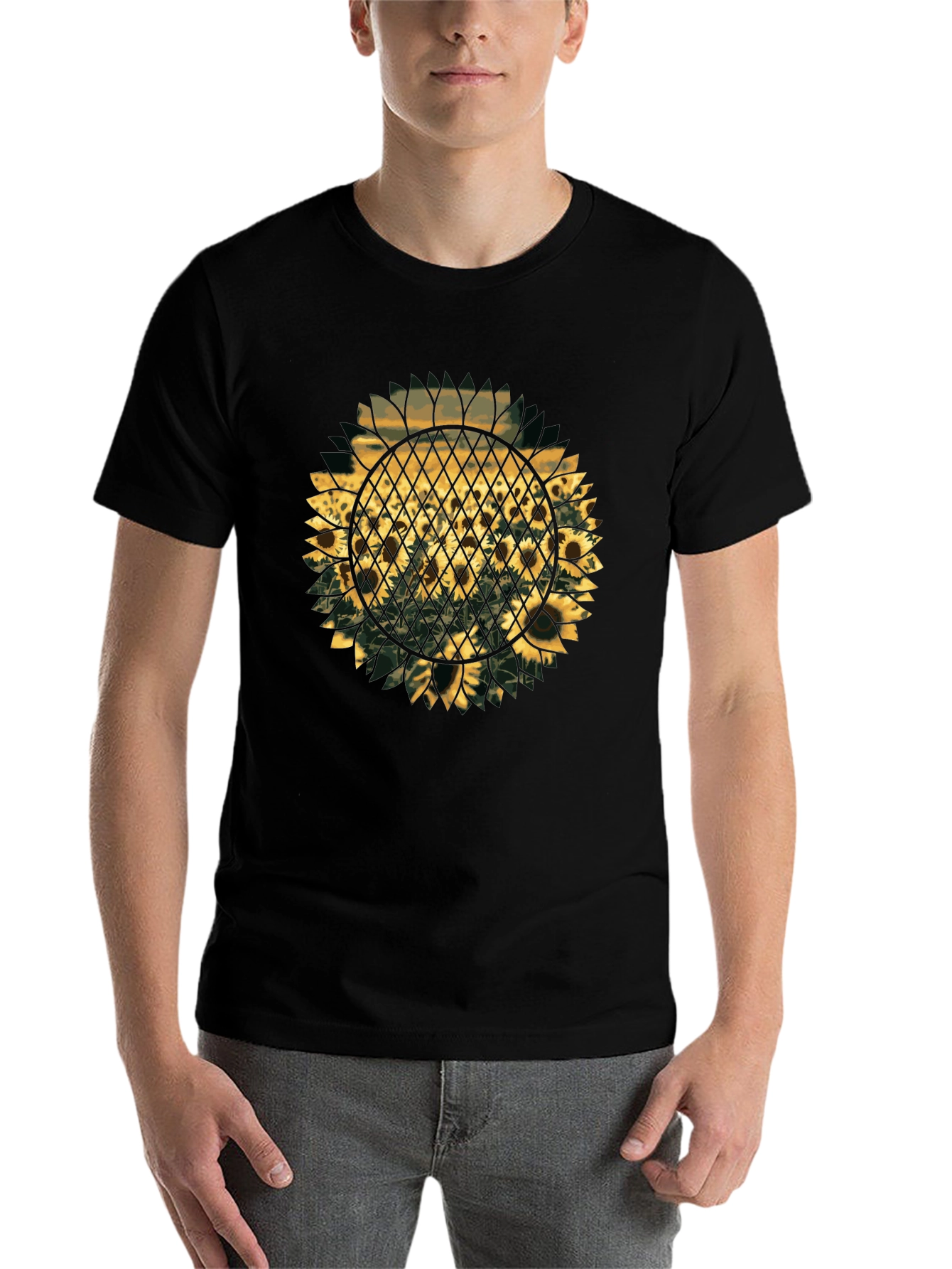 Black Sunflower Graphic Print T-Shirt - Black view 7