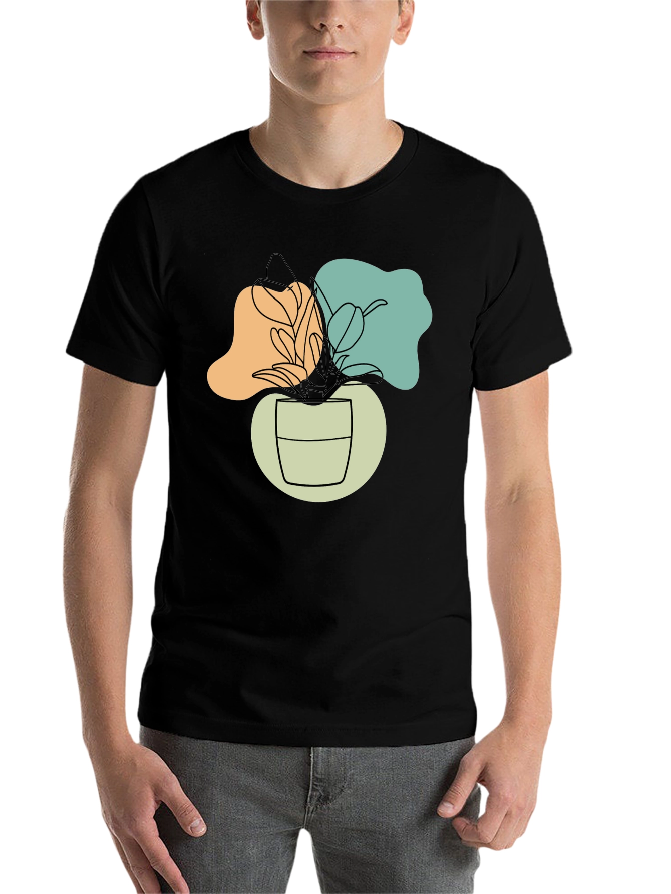 Black Abstract Plant Graphic T-Shirt view 7