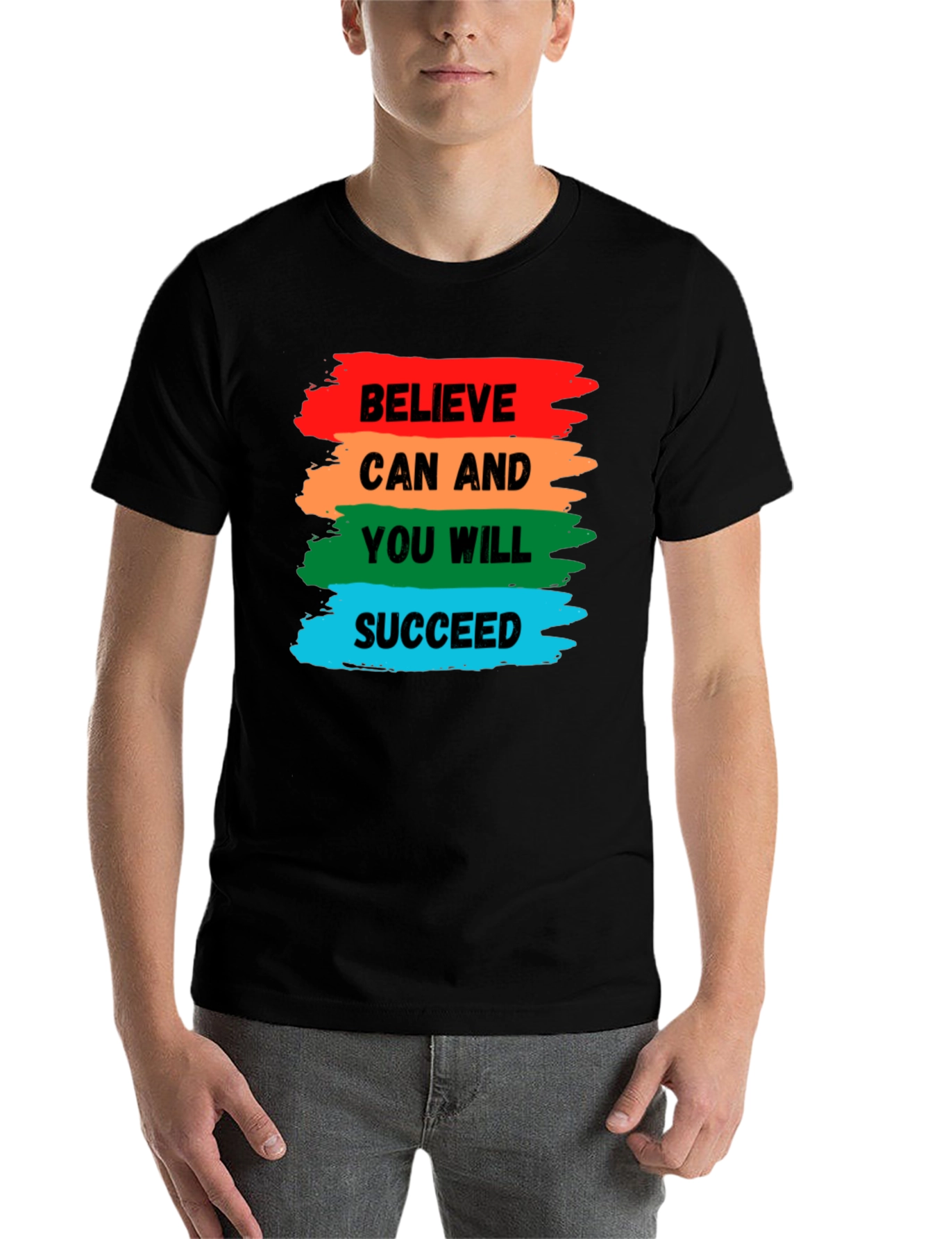 Black Believe Can Succeed Graphic Tee - Motivation Shirt view 7
