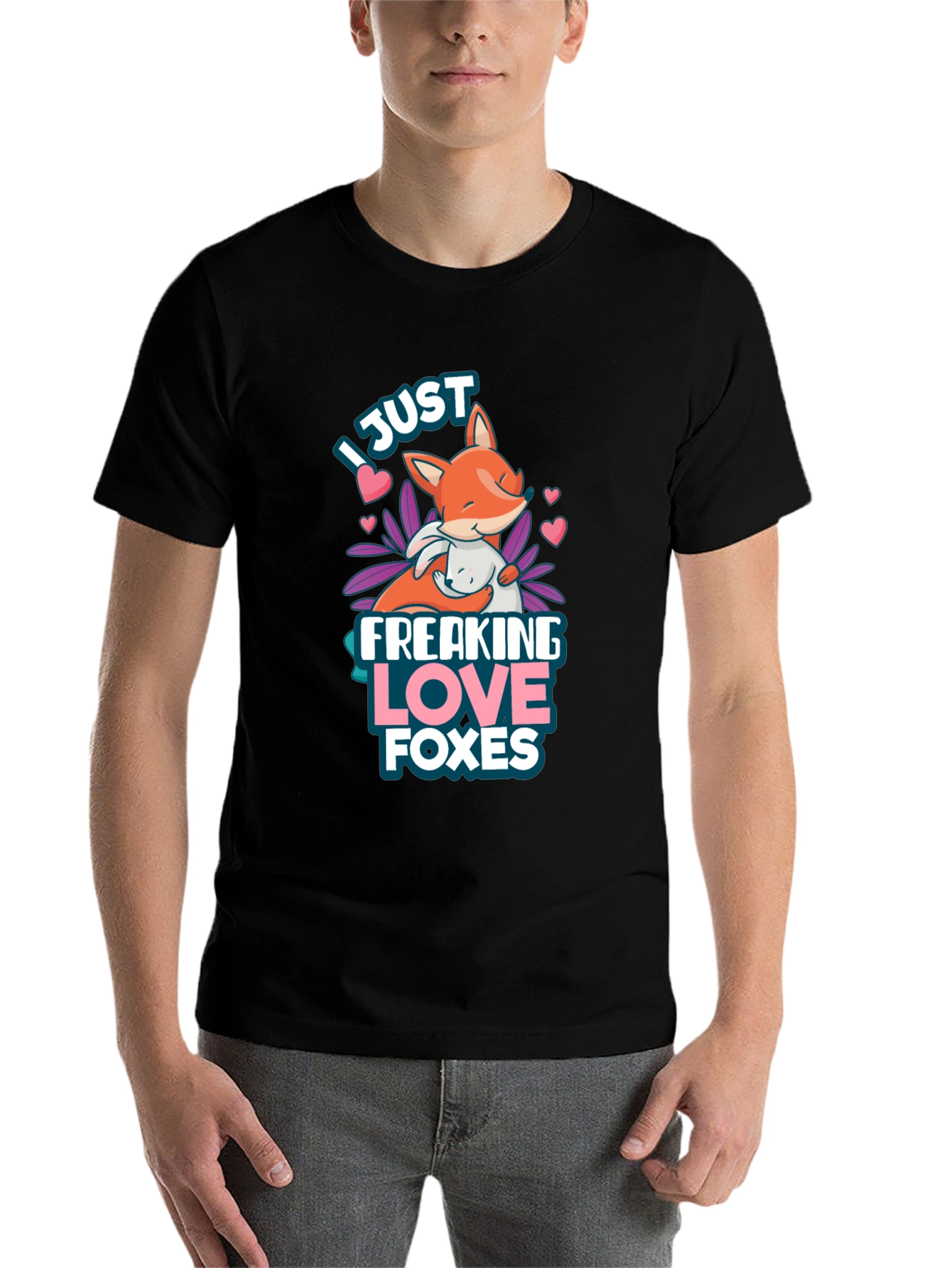 Black I Just Freaking Love Foxes T-Shirt view 7