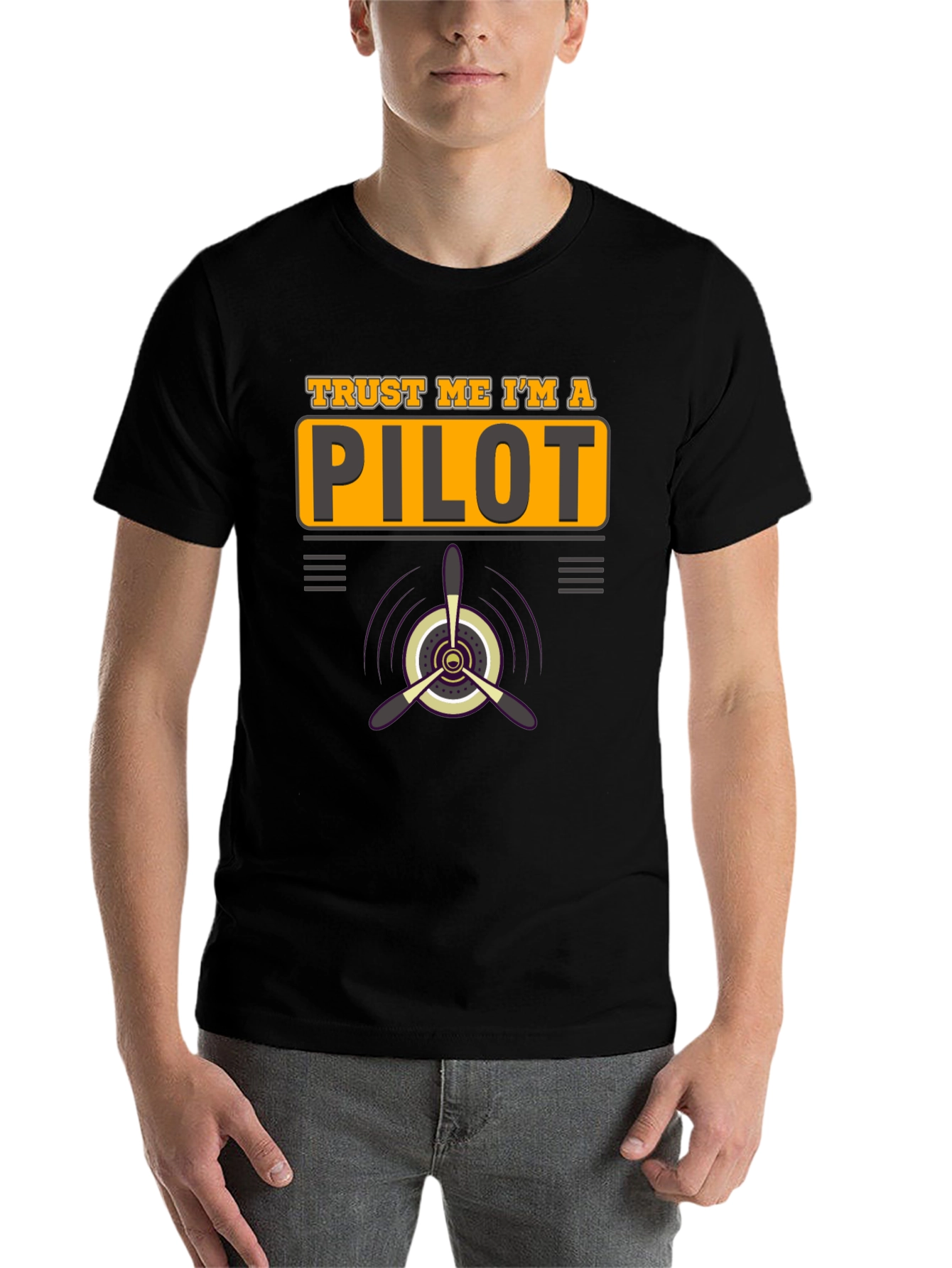 Black Trust Me I'm a Pilot Black T-Shirt Aviation Airplane Gift view 7