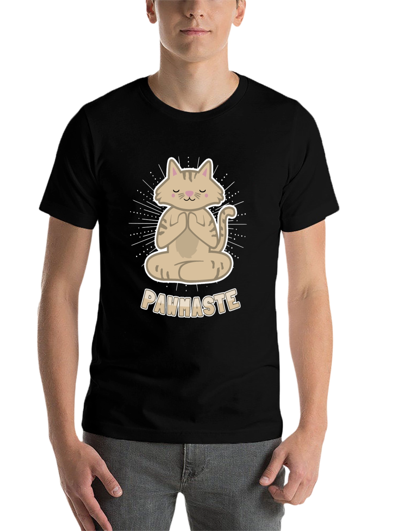 Black Meditating Cat Tee - Pawhaste Design view 7