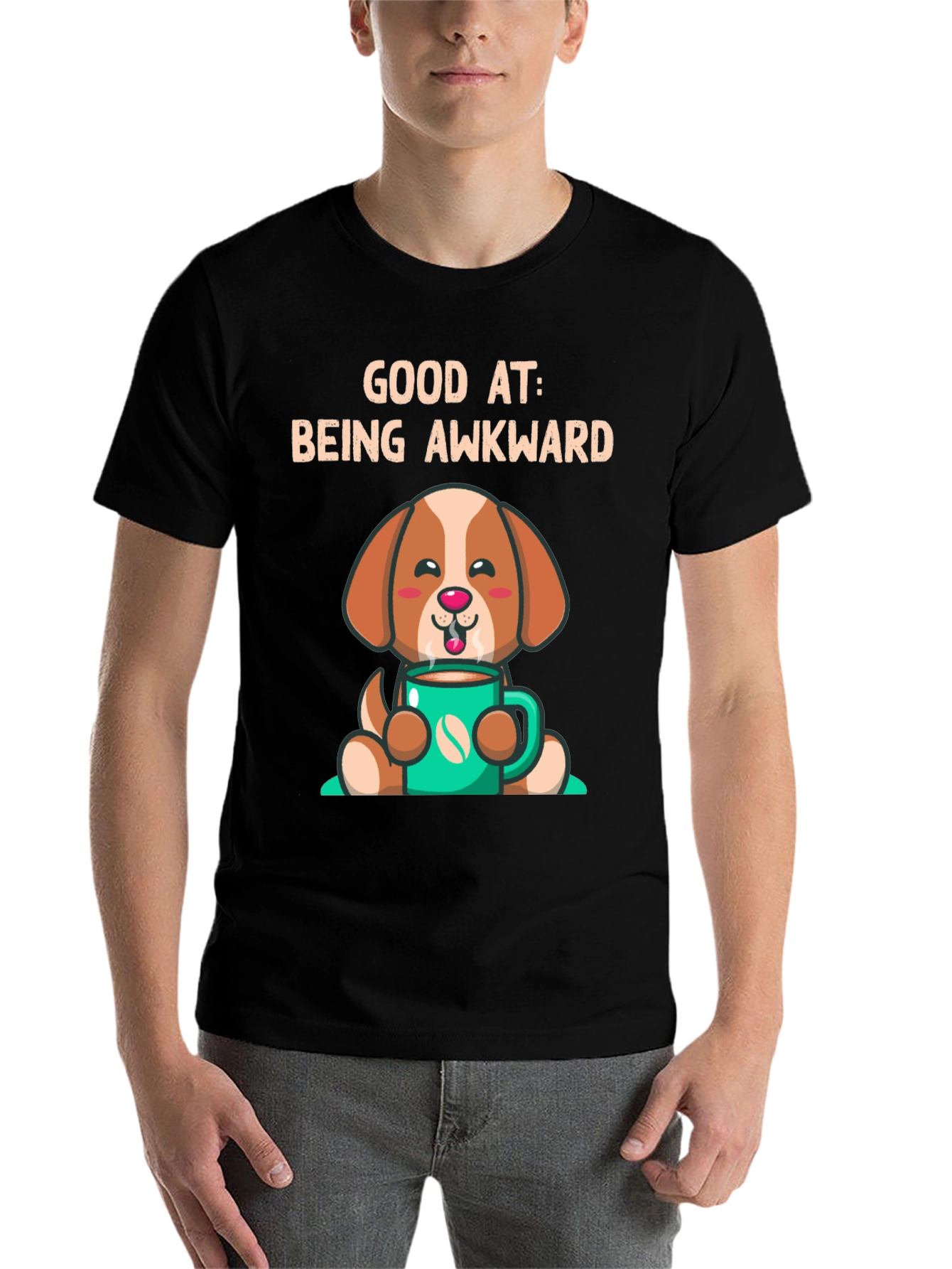 Black Awkward Dog Graphic T-Shirt view 7