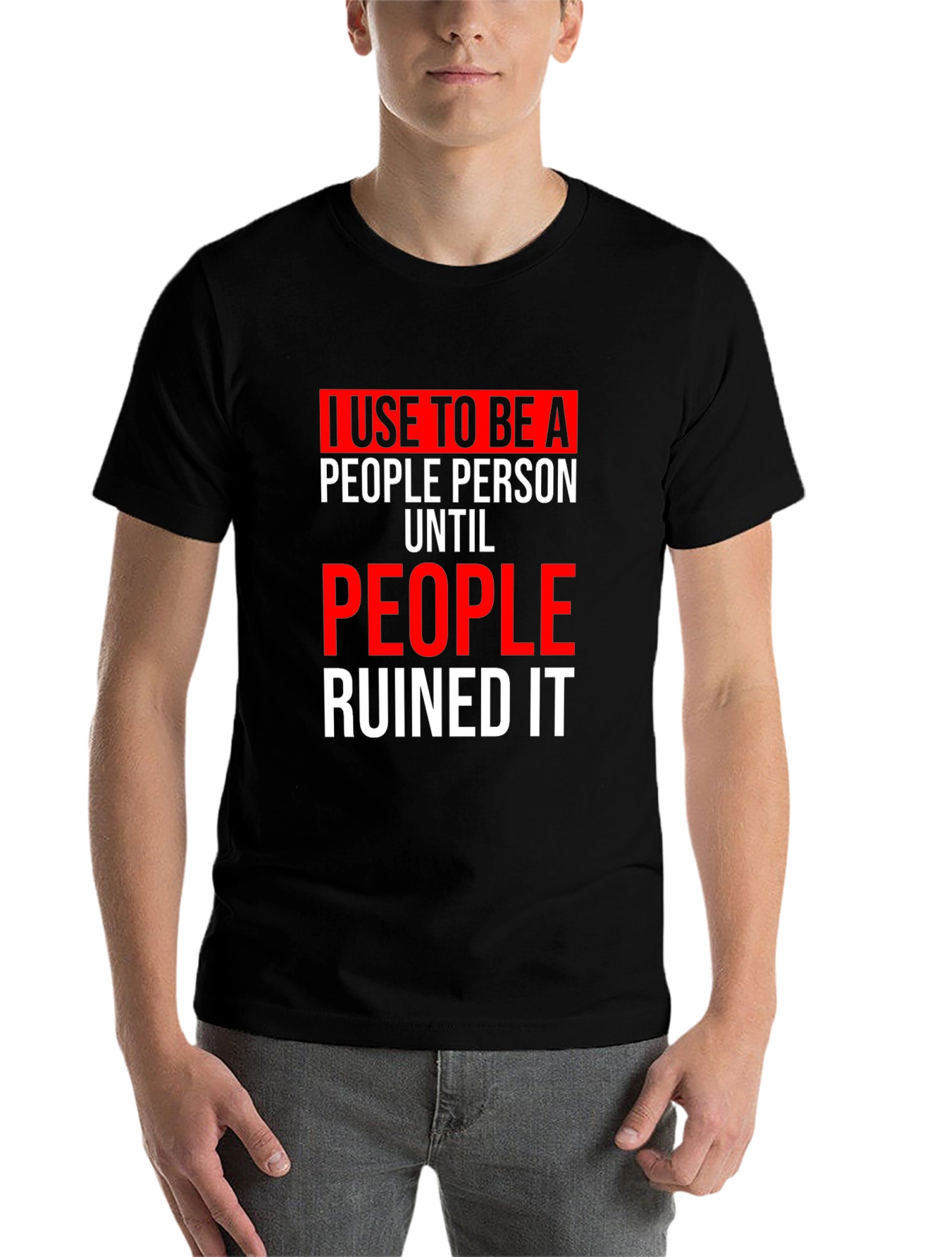 Black Funny 'People Person' Graphic T-Shirt view 7