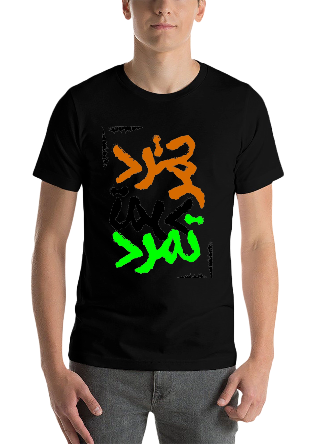 Black Graphic Tee - Arabic Design, Black view 7
