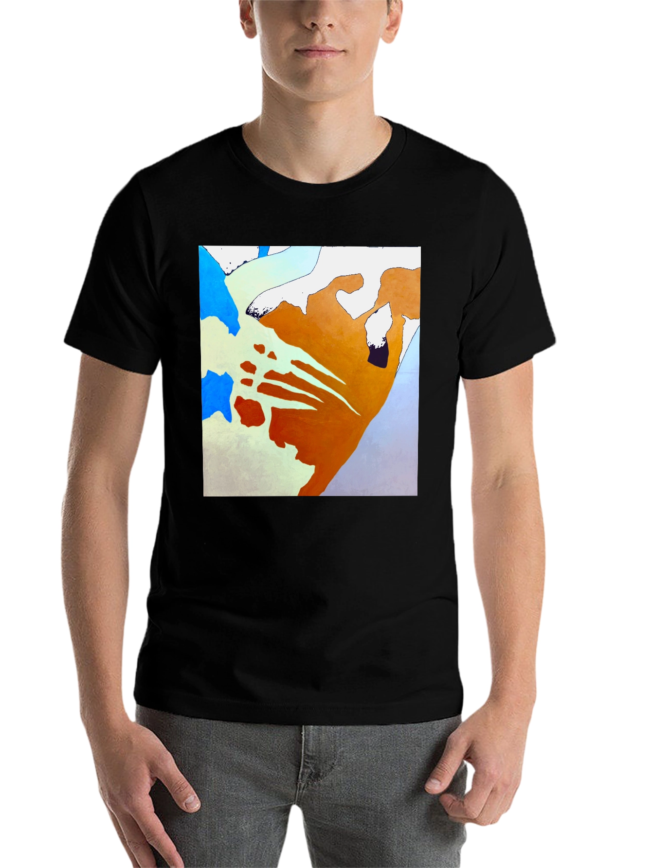 Black Abstract Art T-Shirt - Unique Graphic Tee view 7