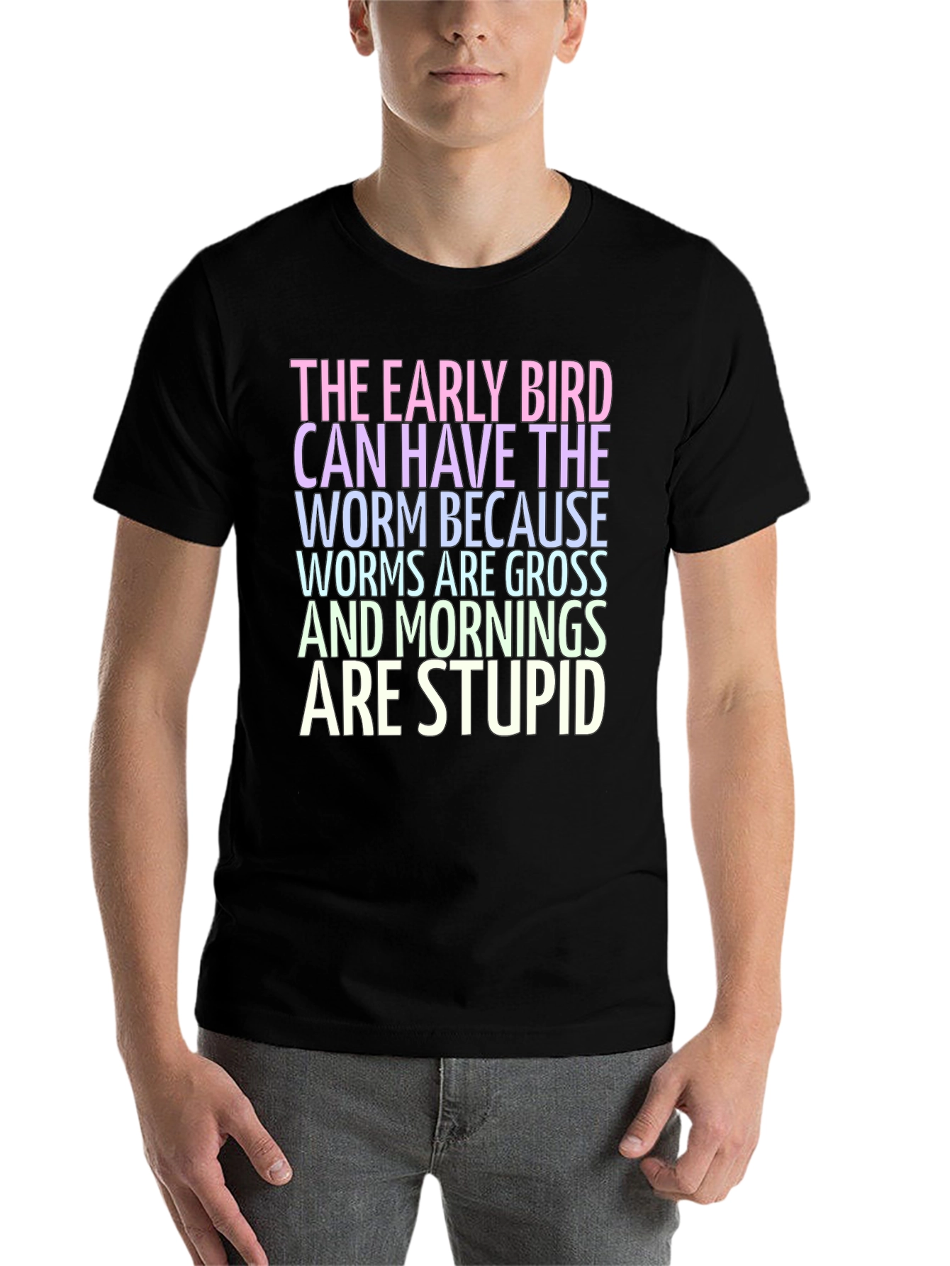 Black The Early Bird T-Shirt - Worms are Gross! view 7