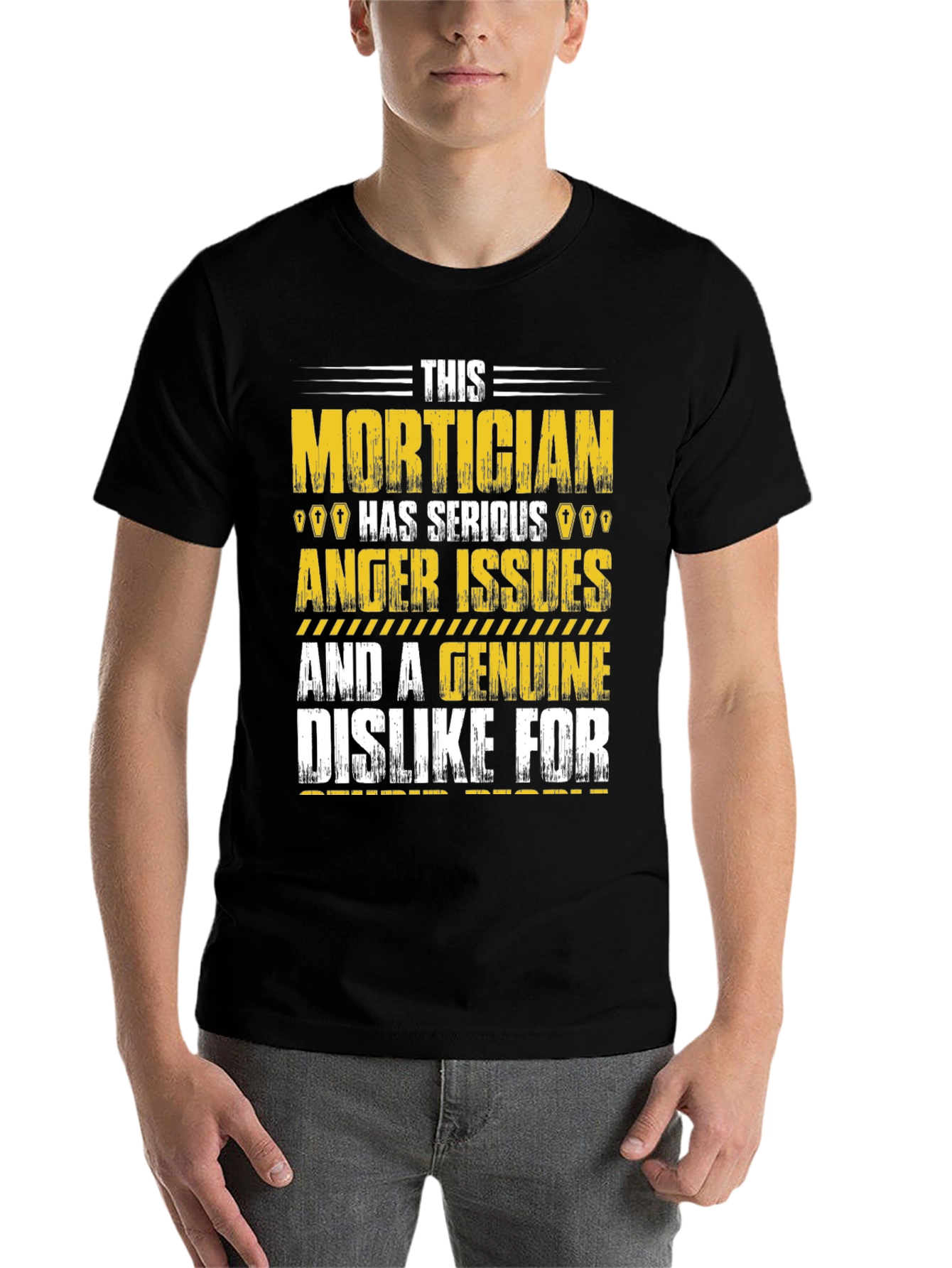 Black Mortician Humor Graphic T-Shirt view 7