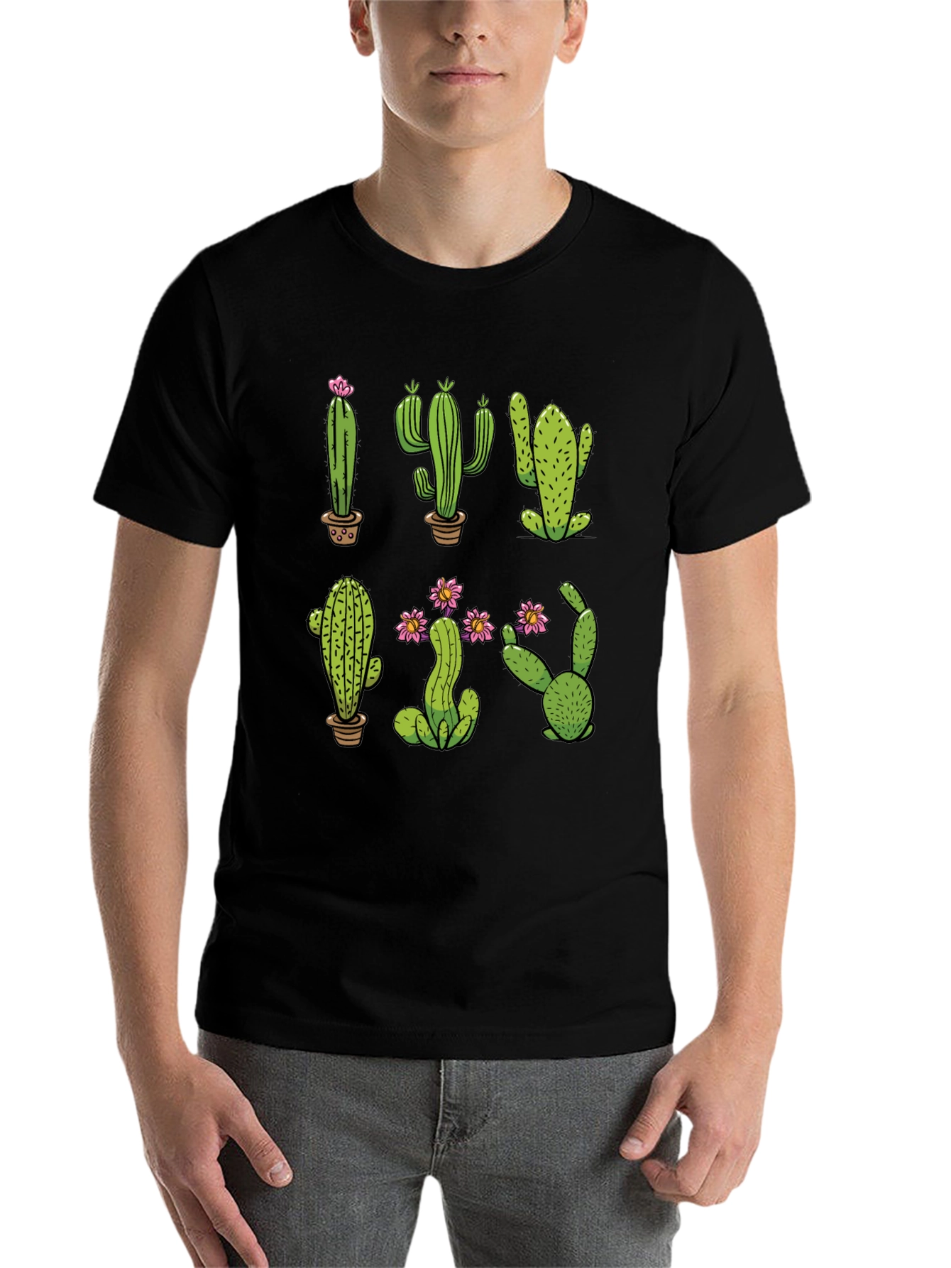 Black Cactus Graphic Print Black T-Shirt view 7