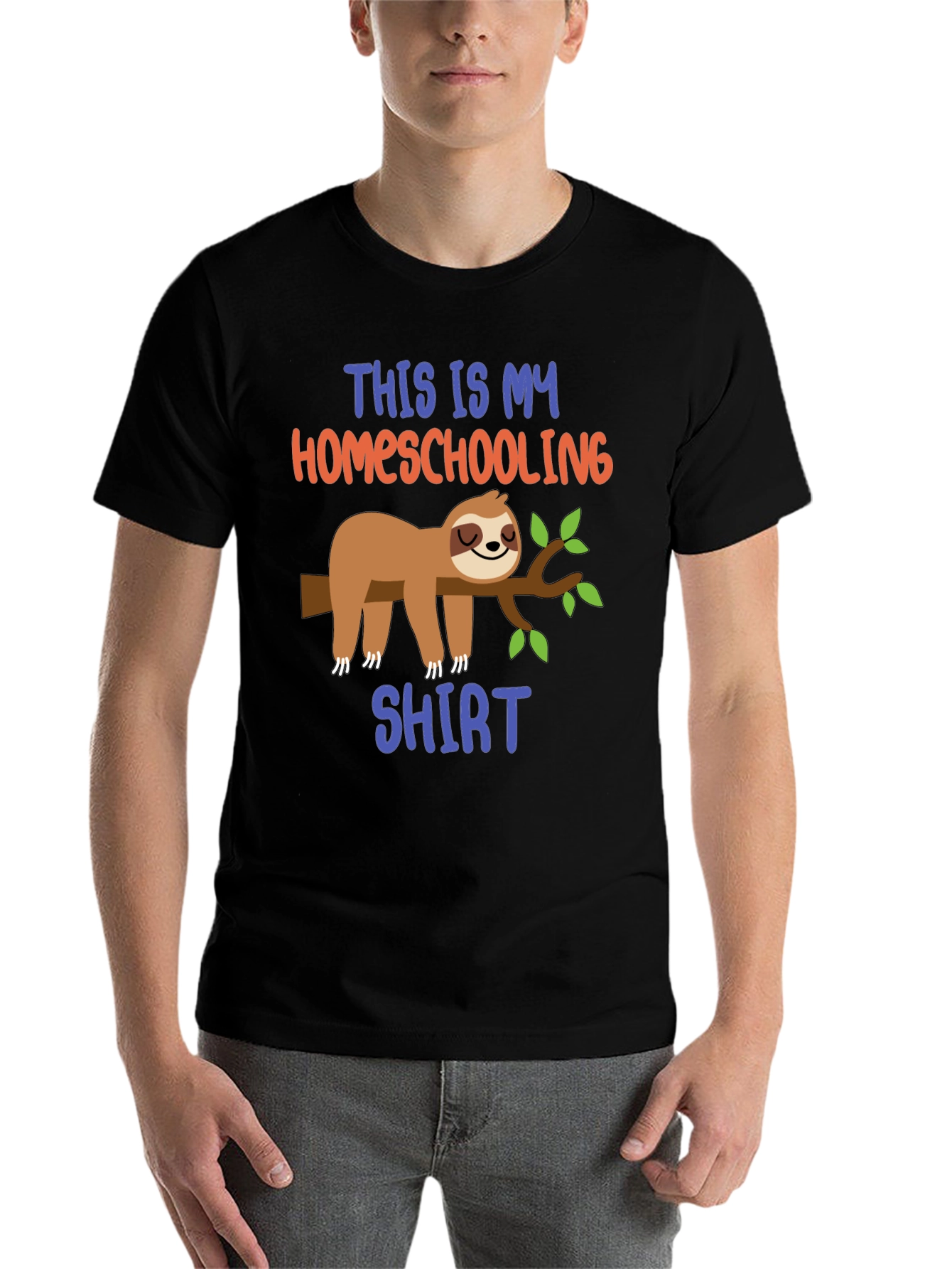 Black Homeschooling Sloth T-Shirt, Funny Tee view 7