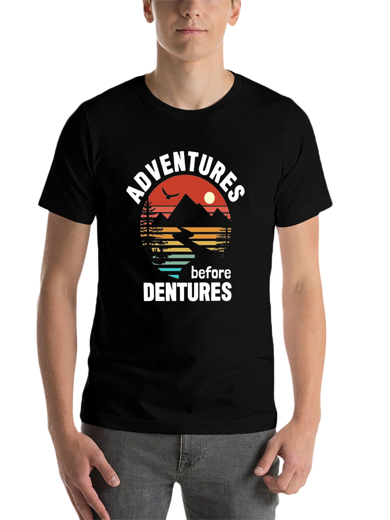 Black Adventure Before Dentures Graphic Tee - Black Cotton T-Shirt view 7