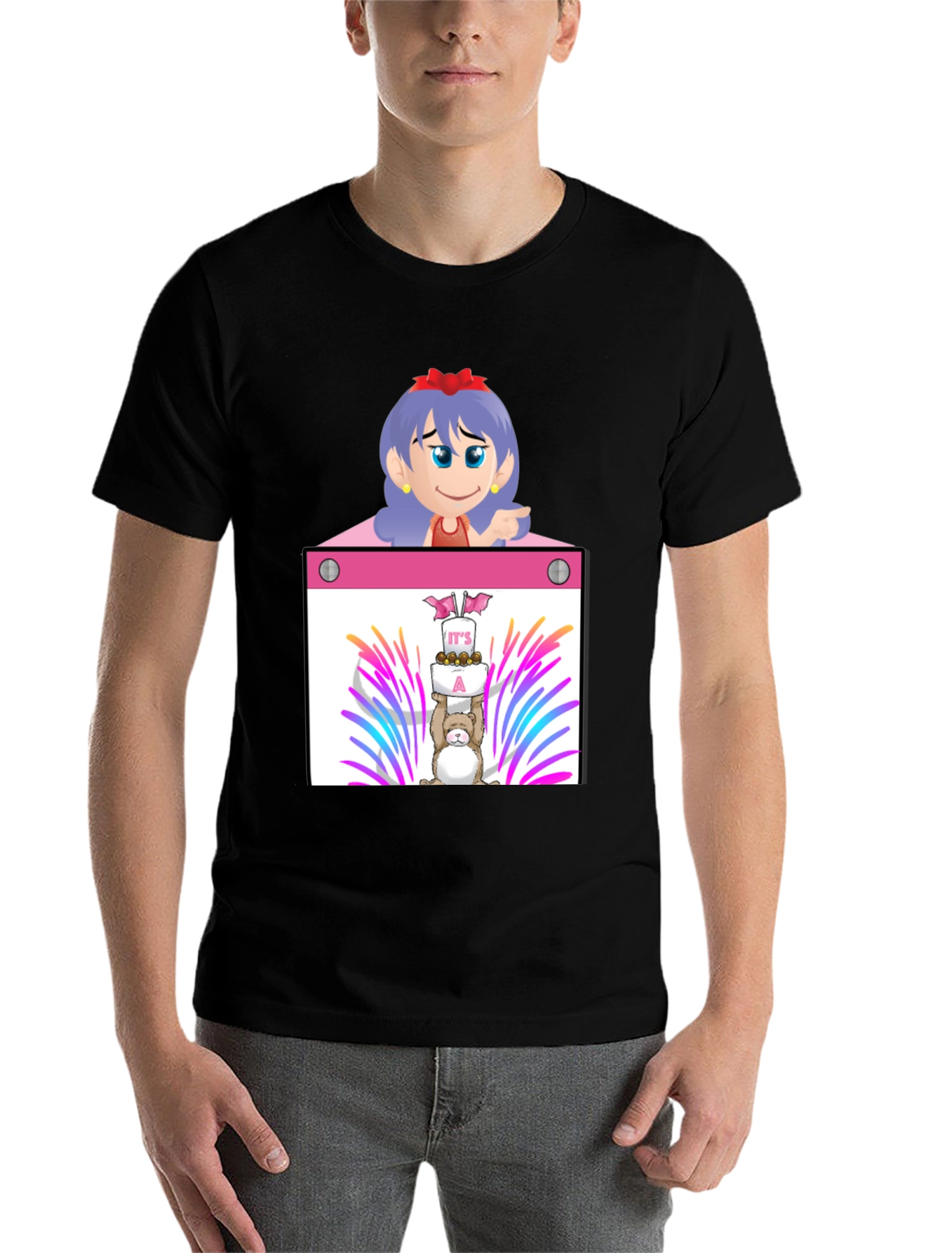 Black Cartoon Character Graphic Tee - Celebrate with Style! view 7