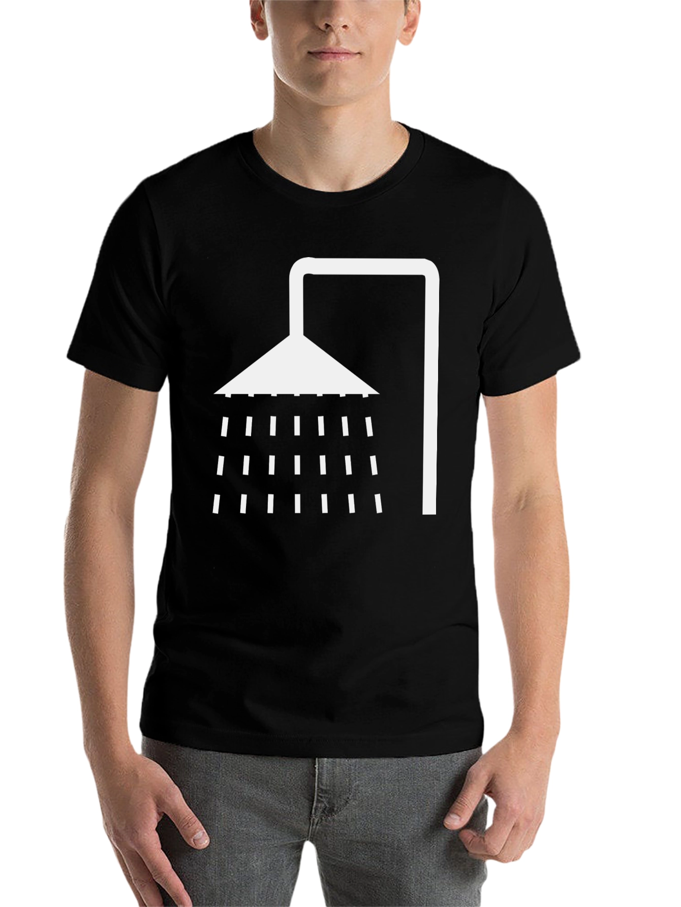 Black Shower Graphic T-Shirt - Black Cotton Tee view 7