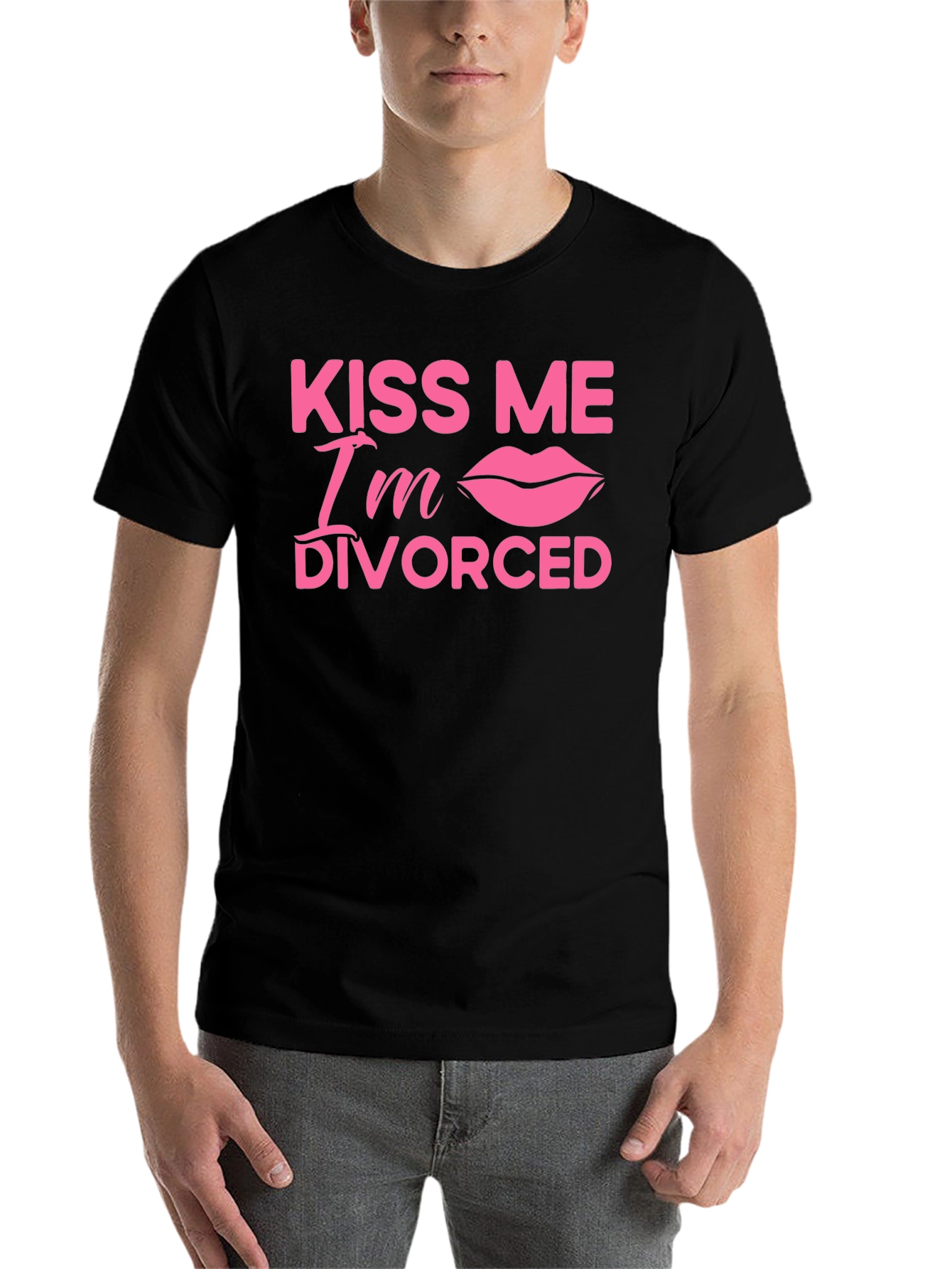 Black Kiss Me I'm Divorced T-Shirt view 7