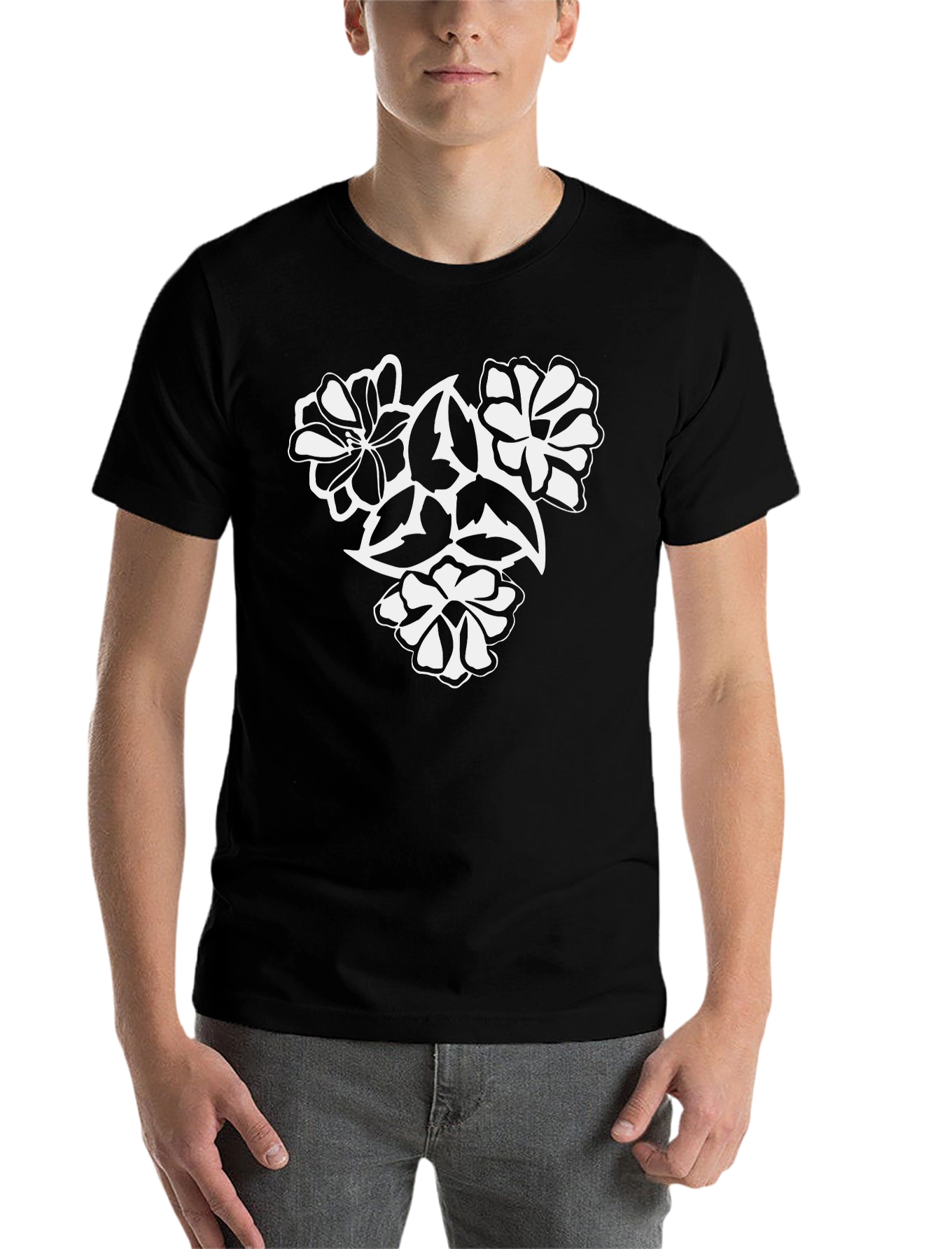 Black Floral Graphic Print Black T-Shirt view 7