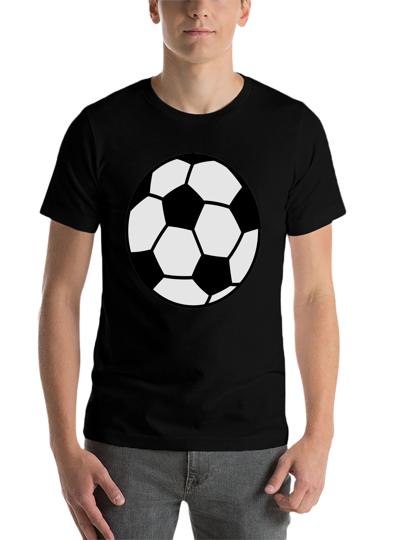 Black Soccer Ball Graphic Tee - Black Cotton Comfort view 7