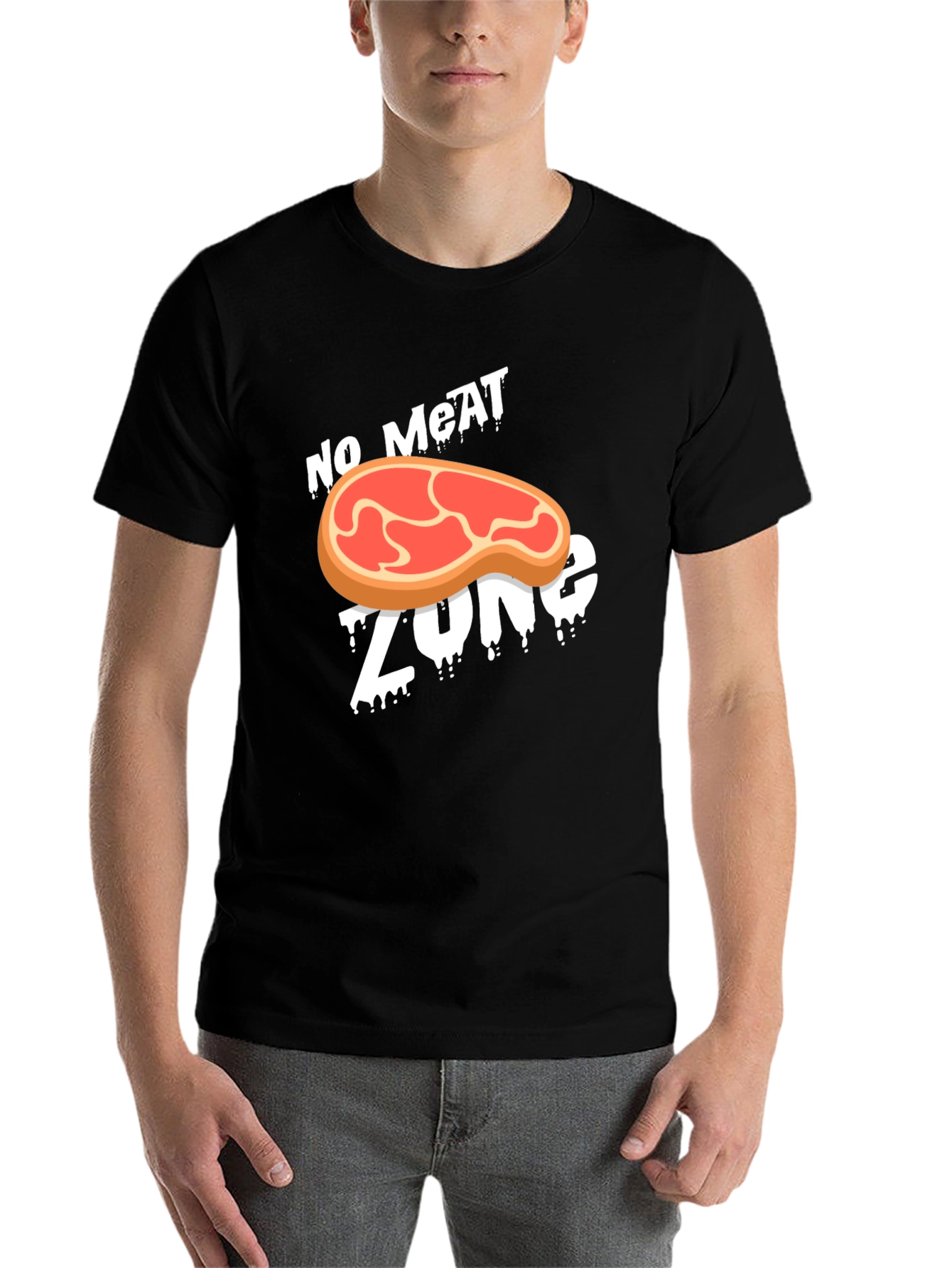 Black No Meat Zone Graphic T-Shirt - Vegan Style view 7