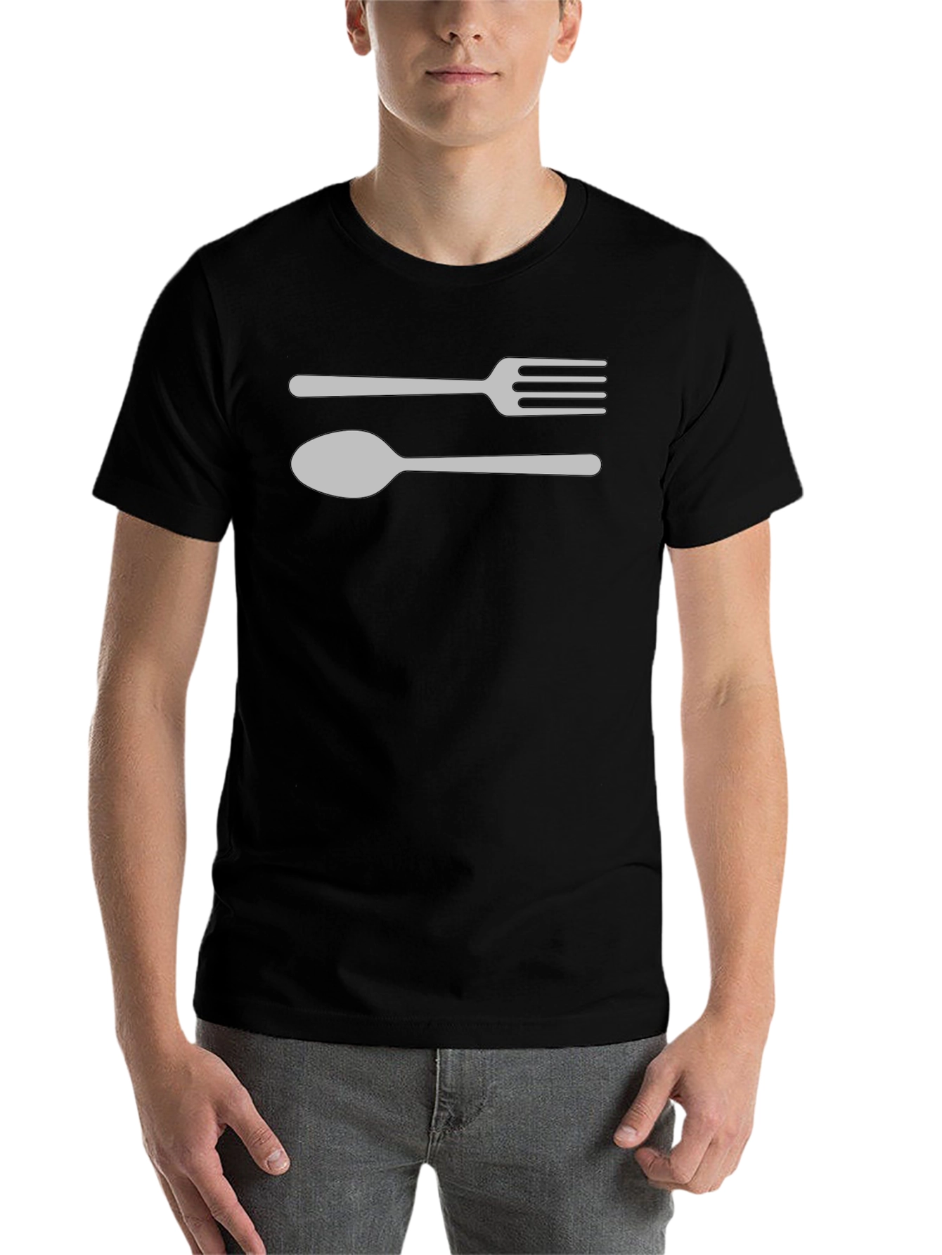 Black Fork & Spoon Graphic Tee - Black Cotton T-Shirt view 7