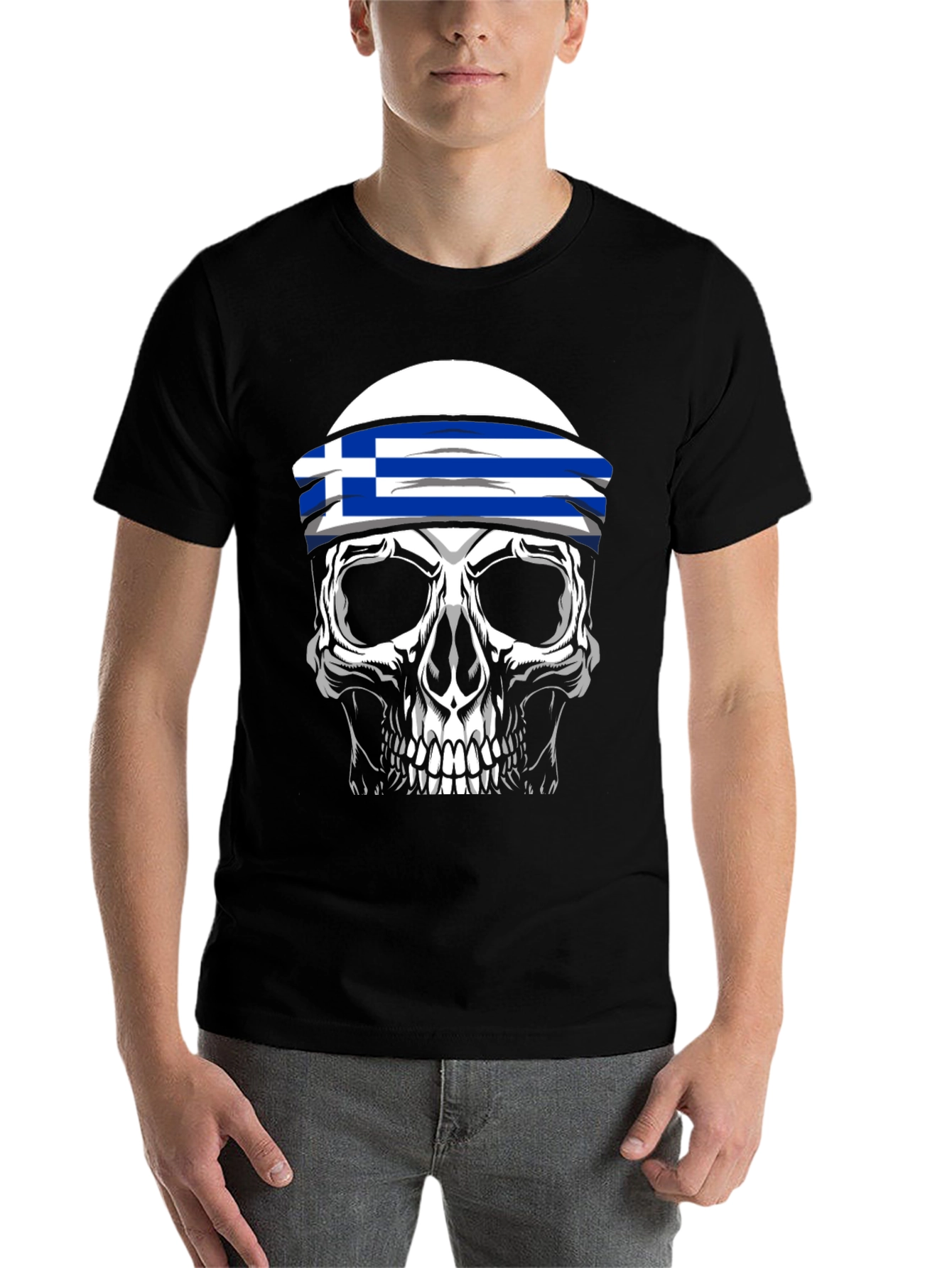 Greek Flag Skull T-Shirt - 7