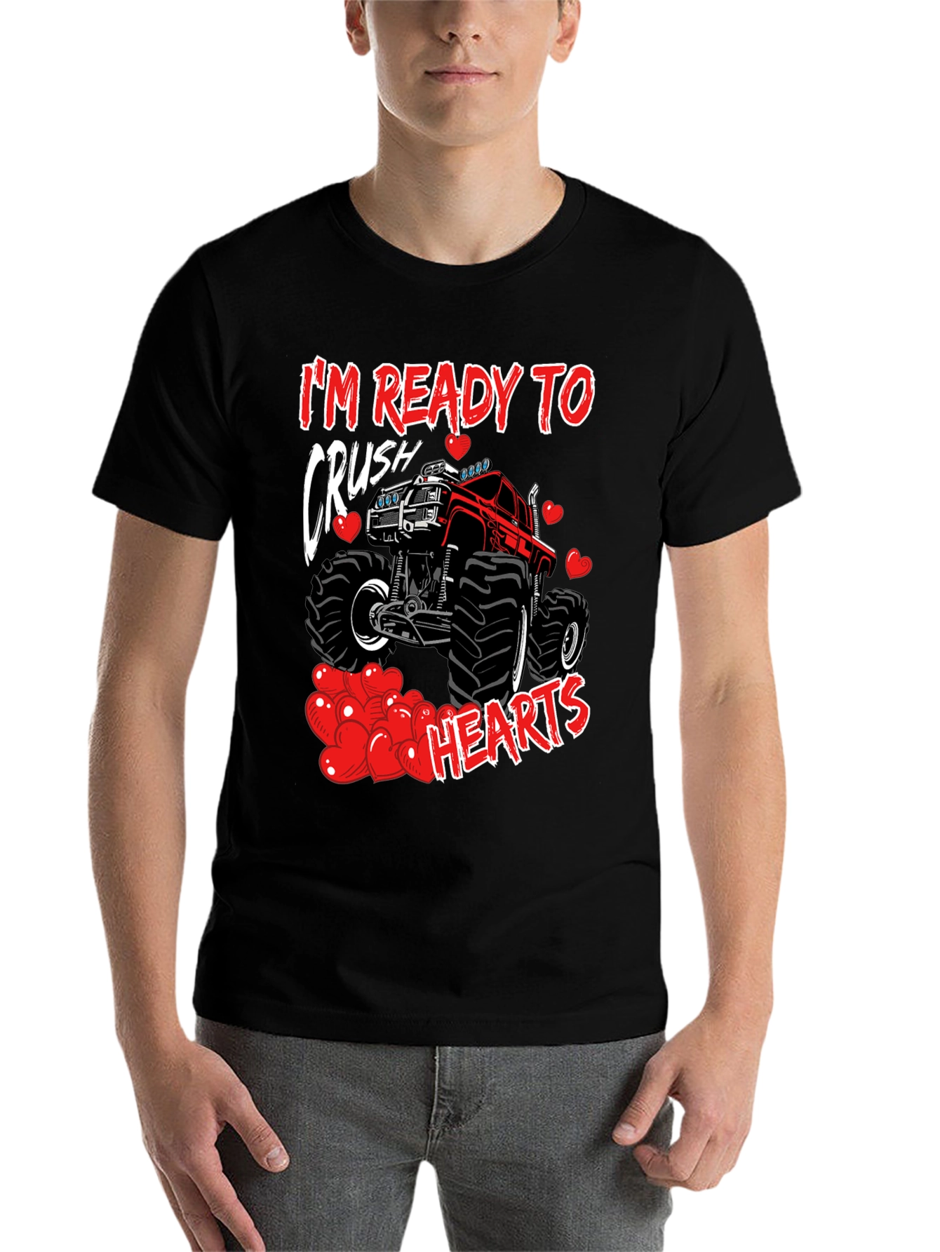 Black Crush Hearts Monster Truck Graphic Tee view 7
