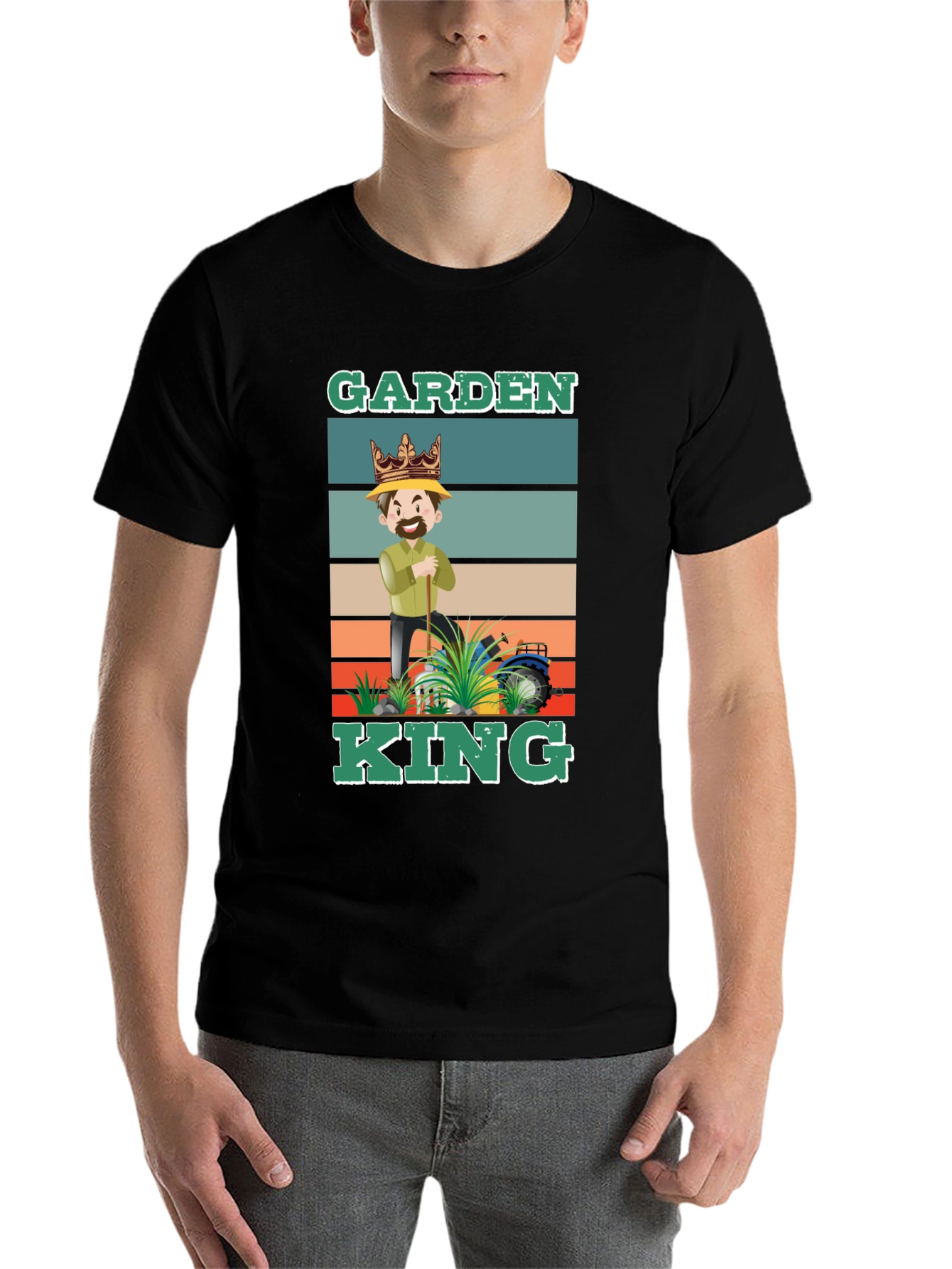Black Garden King T-Shirt: Gardening Humor Tee view 7