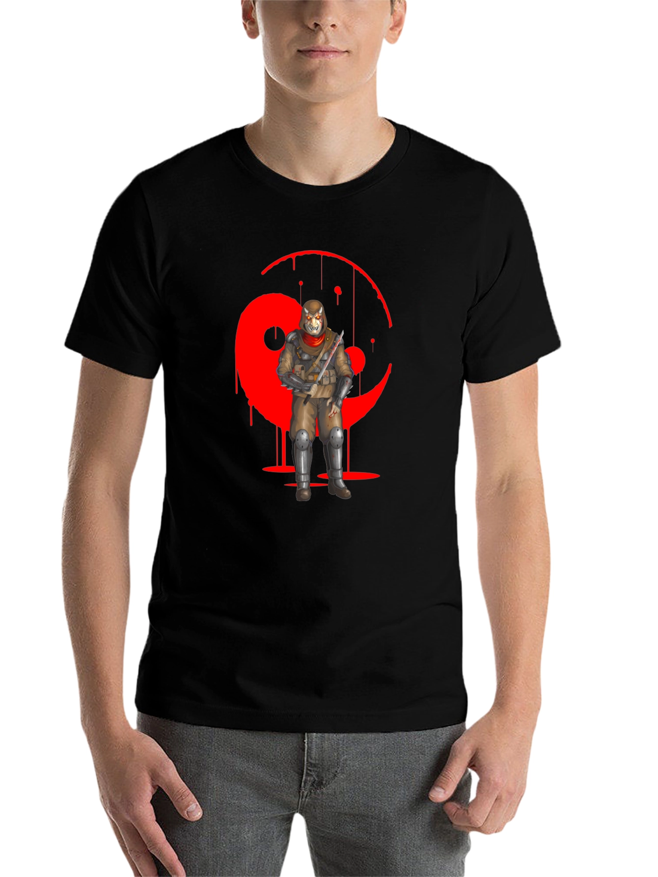 Black Red Yin Yang Ninja Graphic Black T-Shirt view 7