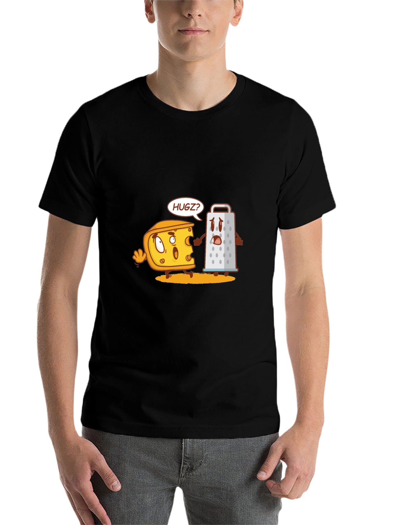 Black Funny Cheese Hug T-Shirt view 7