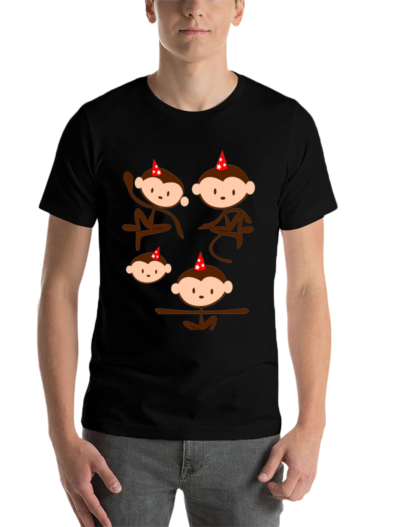 Black Monkey Birthday Party T-Shirt view 7