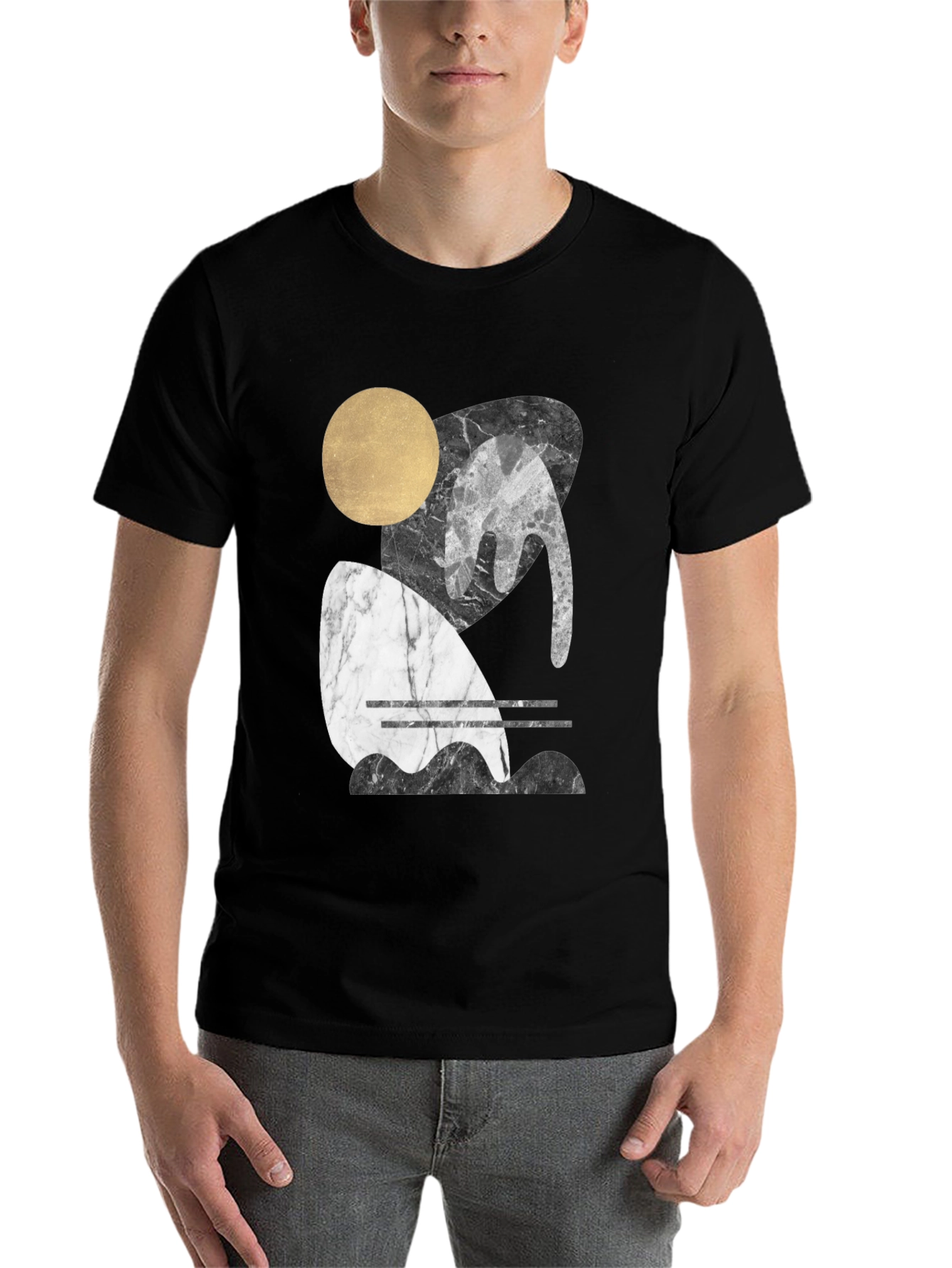 Black Modern Abstract Graphic T-Shirt view 7