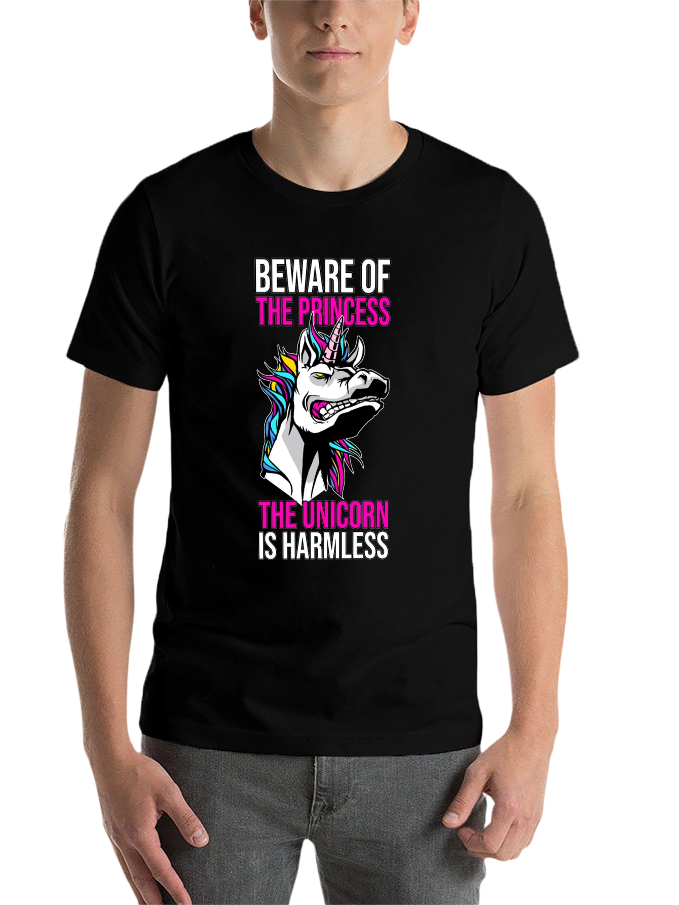 Black Beware the Princess, Unicorn T-Shirt view 7