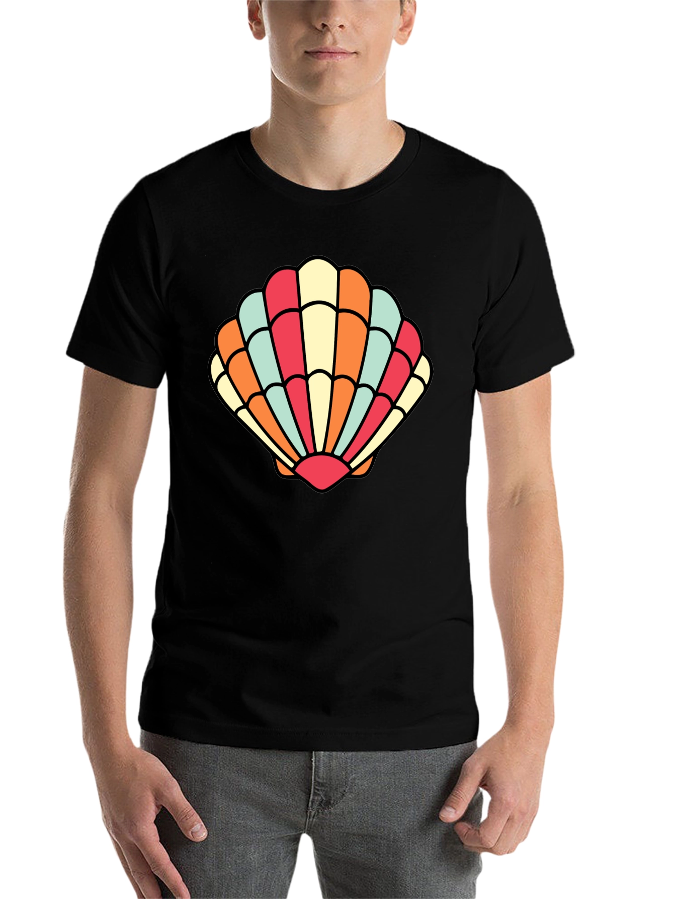 Black Seashell Graphic Tee - Retro Summer Style view 7