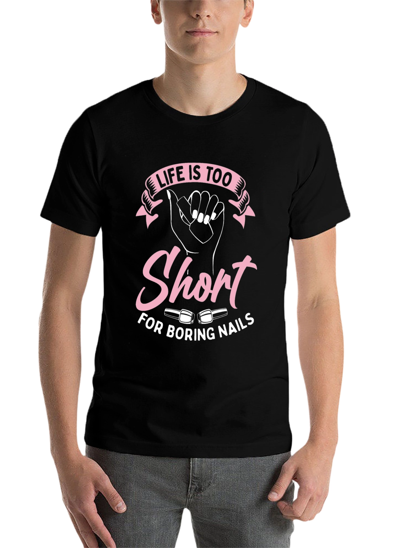Black Life Is Too Short For Boring Nails Graphic Tee view 7
