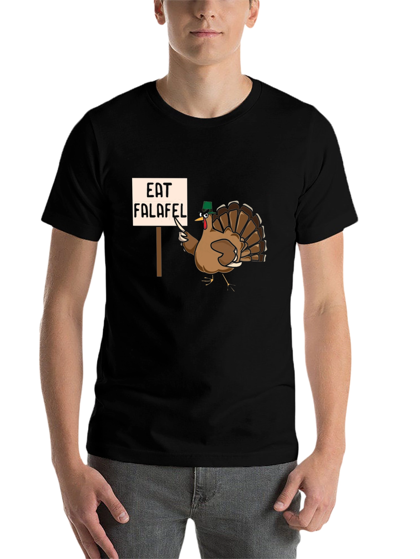 Black Eat Falafel Turkey Humor T-Shirt view 7