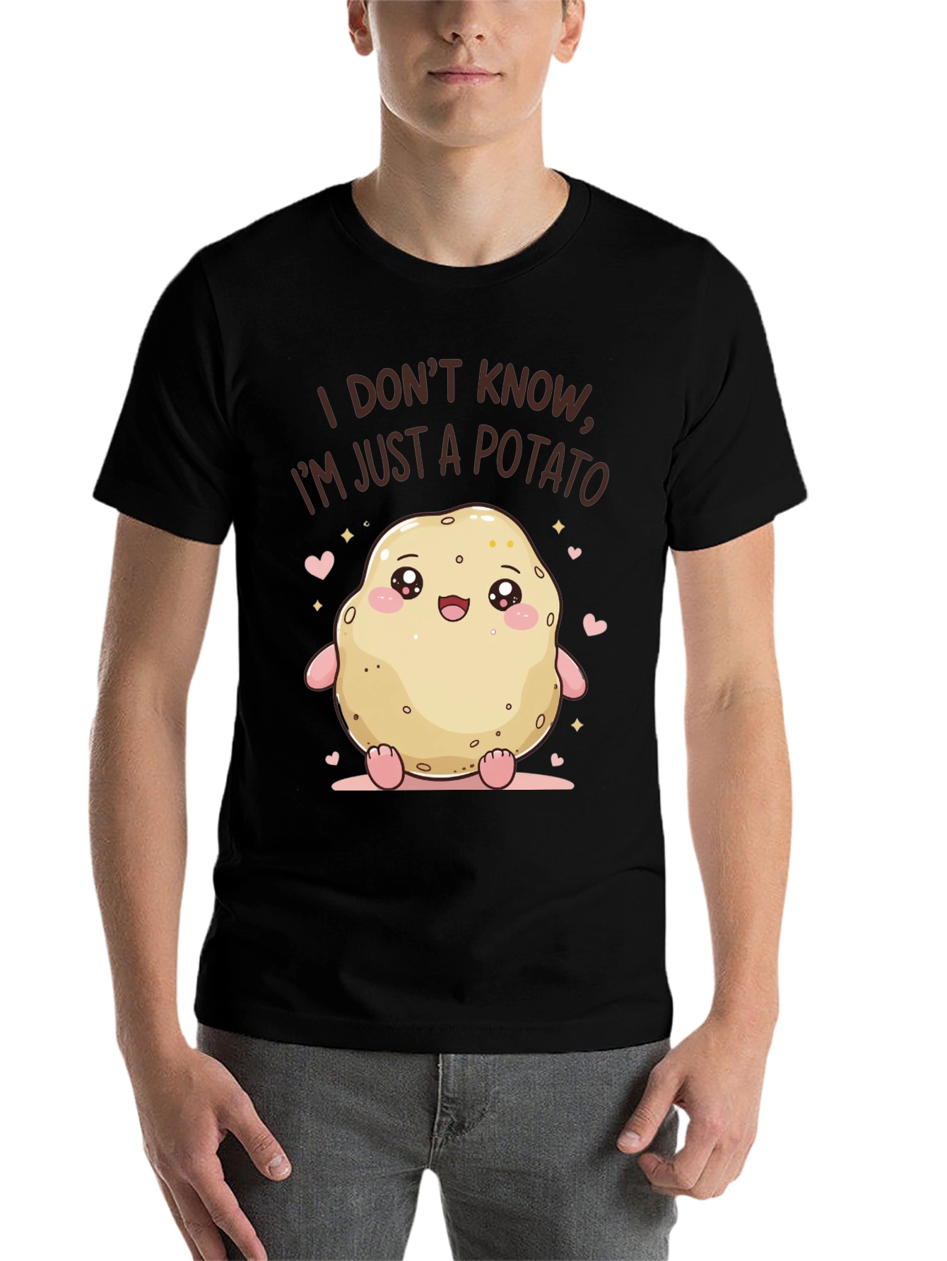 Black Cute Potato Graphic Tee - Funny Kawaii T-Shirt view 7