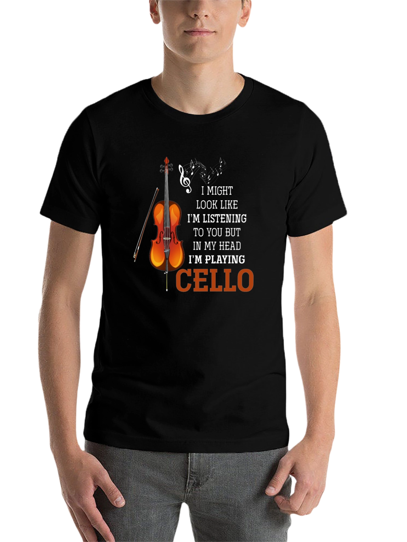 Black Cello Player T-Shirt Funny Musician Tee view 7