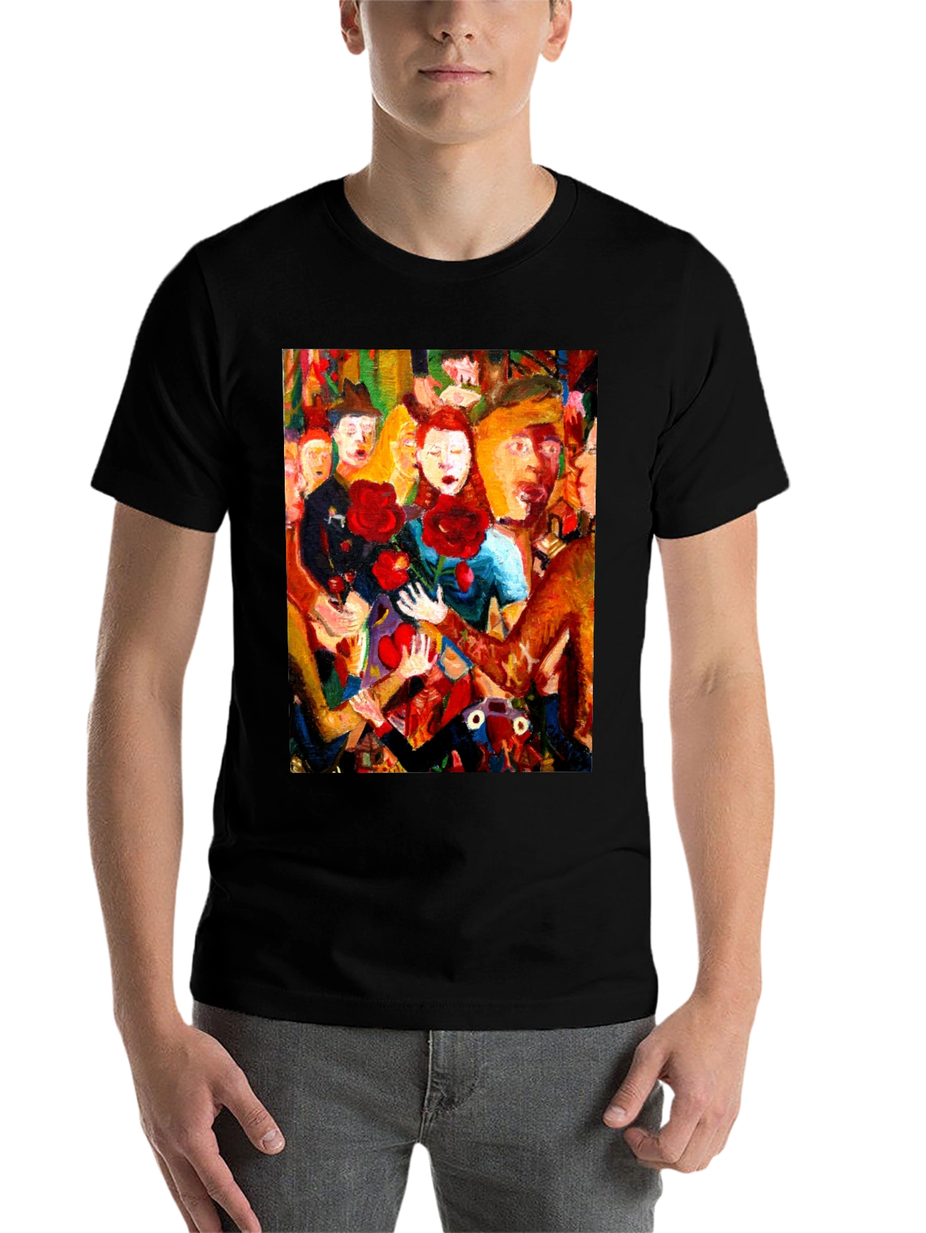Black Expressionist Painting Graphic Tee view 7
