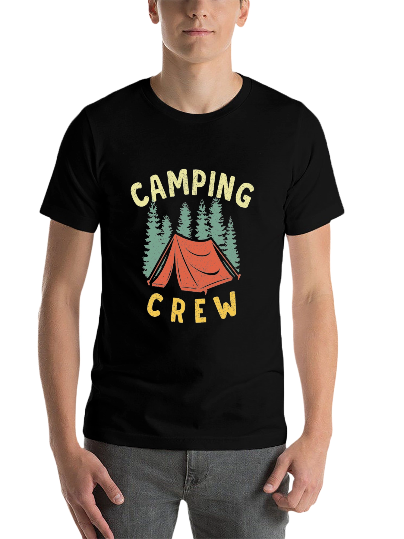 Black Camping Crew Graphic Tee - Black Cotton view 7