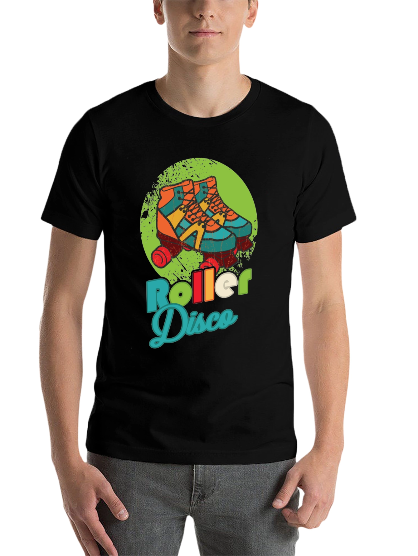 Black Retro Roller Disco T-Shirt - Vintage Style Skate Tee view 7