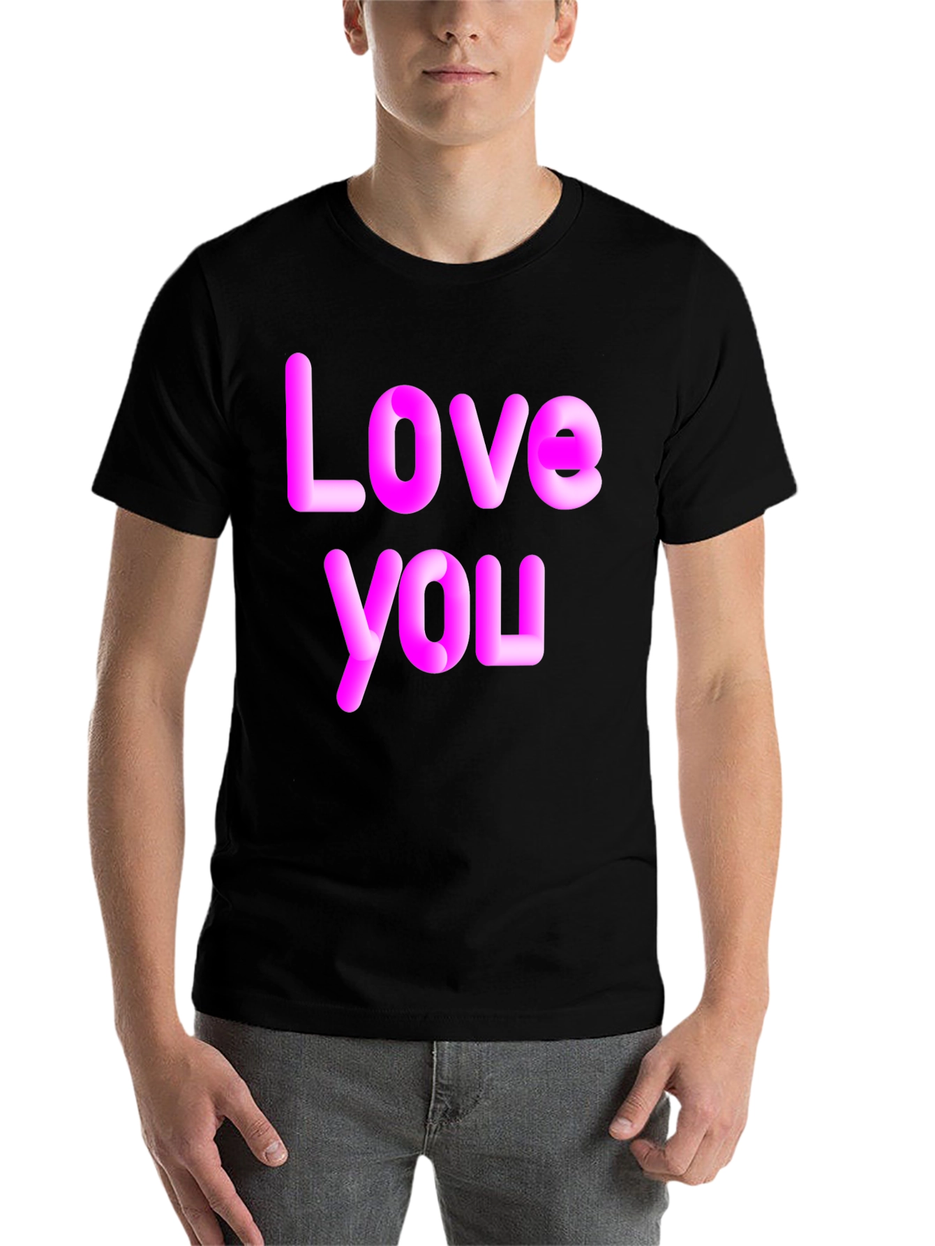 Black Love You Graphic Black T-Shirt view 7